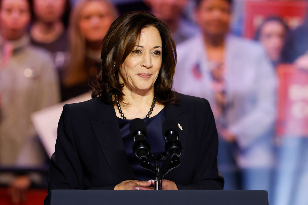 MANASSAS, VIRGINIA - JANUARY 23: U.S. Vice President Kamala Harris speaks at a ”Reproductive Freedom Campaign Rally" at George Mason University on January 23, 2024 in Manassas, Virginia. During the first joint rally held by the President and Vice President, President Joe Biden and Harris spoke on what they perceive as a threat to reproductive rights. (Photo by Anna Moneymaker/Getty Images)
