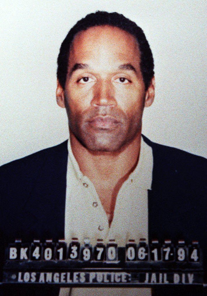 This official booking photograph released by the Los Angeles Police Department shows O.J. Simpson as the former professional football star is booked for murder 17 June, 1994. Simpson is charged in the slayings of his ex-wife Nicole Simpson and her friend Ronald Goldman. AFP via Getty Images