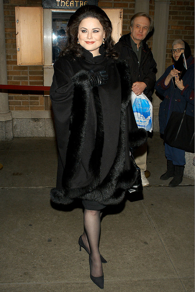NEW YORK - NOVEMBER 23: Actress Delta Burke arrives November 23, 2003, for the opening night of the Broadway musical Wonderful Town at the Martin Beck Theater in New York City. (Photo by Lawrence Lucier/Getty Images)