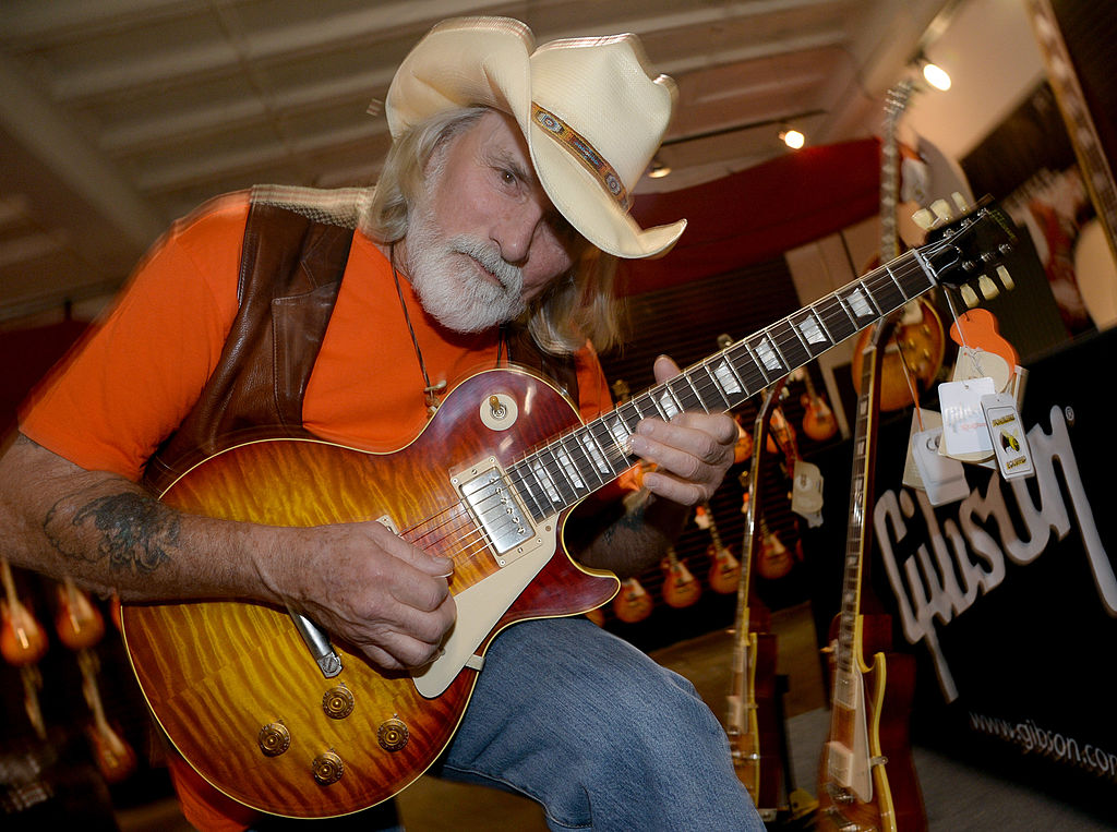 NASHVILLE, TN - MAY 19: Recording Artist Dickey Betts at the press confrence for the Gibson Custom Southern Rock tribute 1959 Les Paul at the Gibson Guitar Factory on May 19, 2014 in Nashville, Tennessee. (Photo by Rick Diamond/Getty Images for Webster PR)
