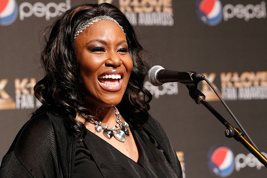 NASHVILLE, TN - JUNE 01: Mandisa speaks in the press during at the 2nd Annual KLOVE Fan Awards at the Grand Ole Opry House on June 1, 2014 in Nashville, Tennessee. (Photo by Terry Wyatt/Getty Images)
