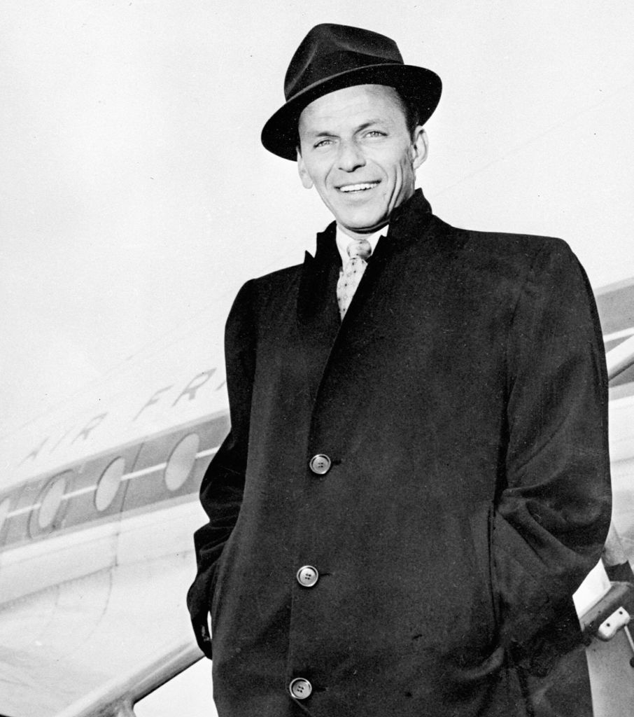 PARIS, FRANCE: Legendry US singer Frank Sinatra in file picture dated April1968 at Orly airport arrives in Paris. (Photo credit should read AFP/AFP via Getty Images)
