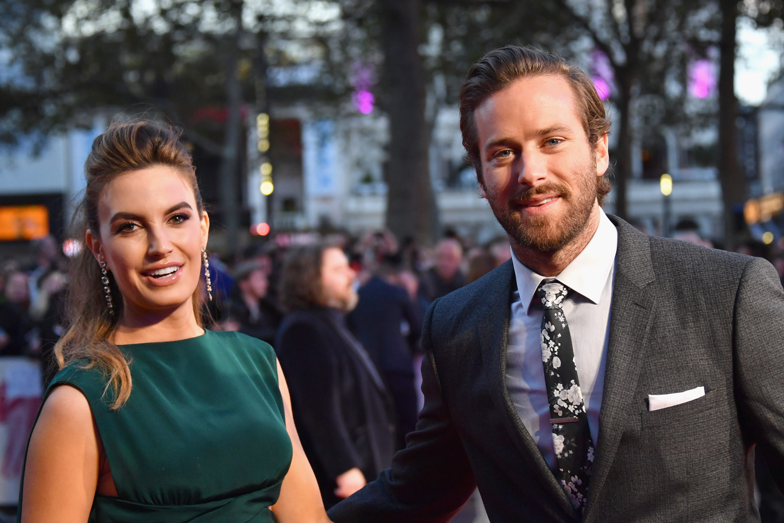 LONDON, ENGLAND - OCTOBER 16: Elizabeth Chambers and Armie Hammer attend the 'Free Fire' Closing Night Gala screening during the 60th BFI London Film Festival at Odeon Leicester Square on October 16, 2016 in London, England. (Photo by Gareth Cattermole/Getty Images for BFI)