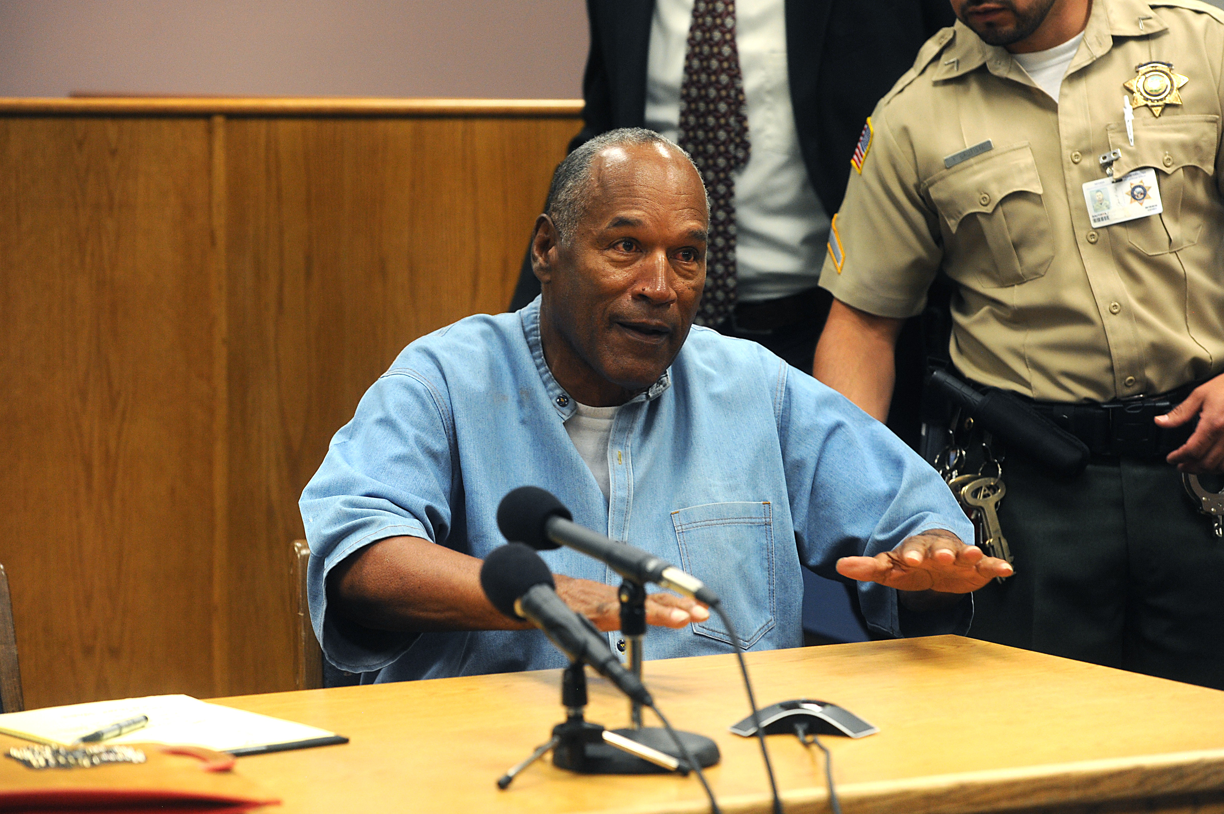 LOVELOCK, NV - JULY 20: O.J. Simpson attends a parole hearing at Lovelock Correctional Center July 20, 2017 in Lovelock, Nevada. Simpson is serving a nine to 33 year prison term for a 2007 armed robbery and kidnapping conviction. Jason Bean-Pool/Getty Images