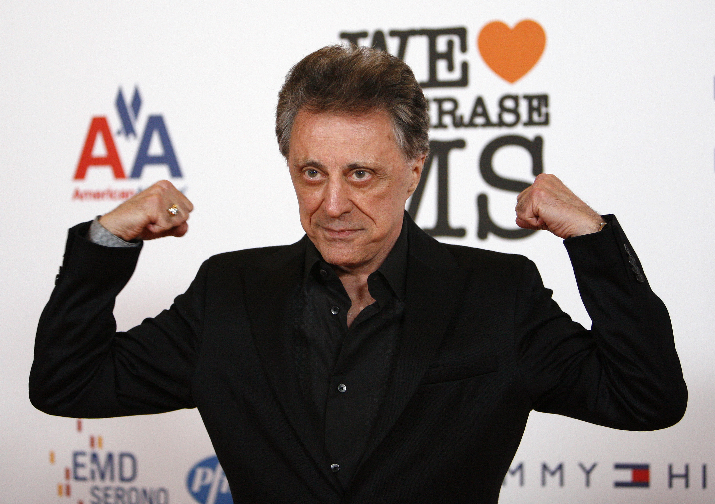 Singer Frankie Valli gestures at the 15th annual Race to Erase MS gala in Century City, California May 2, 2008. The evening benefits The Nancy Davis Foundation for Multiple Sclerosis. REUTERS/Mario Anzuoni (UNITED STATES)