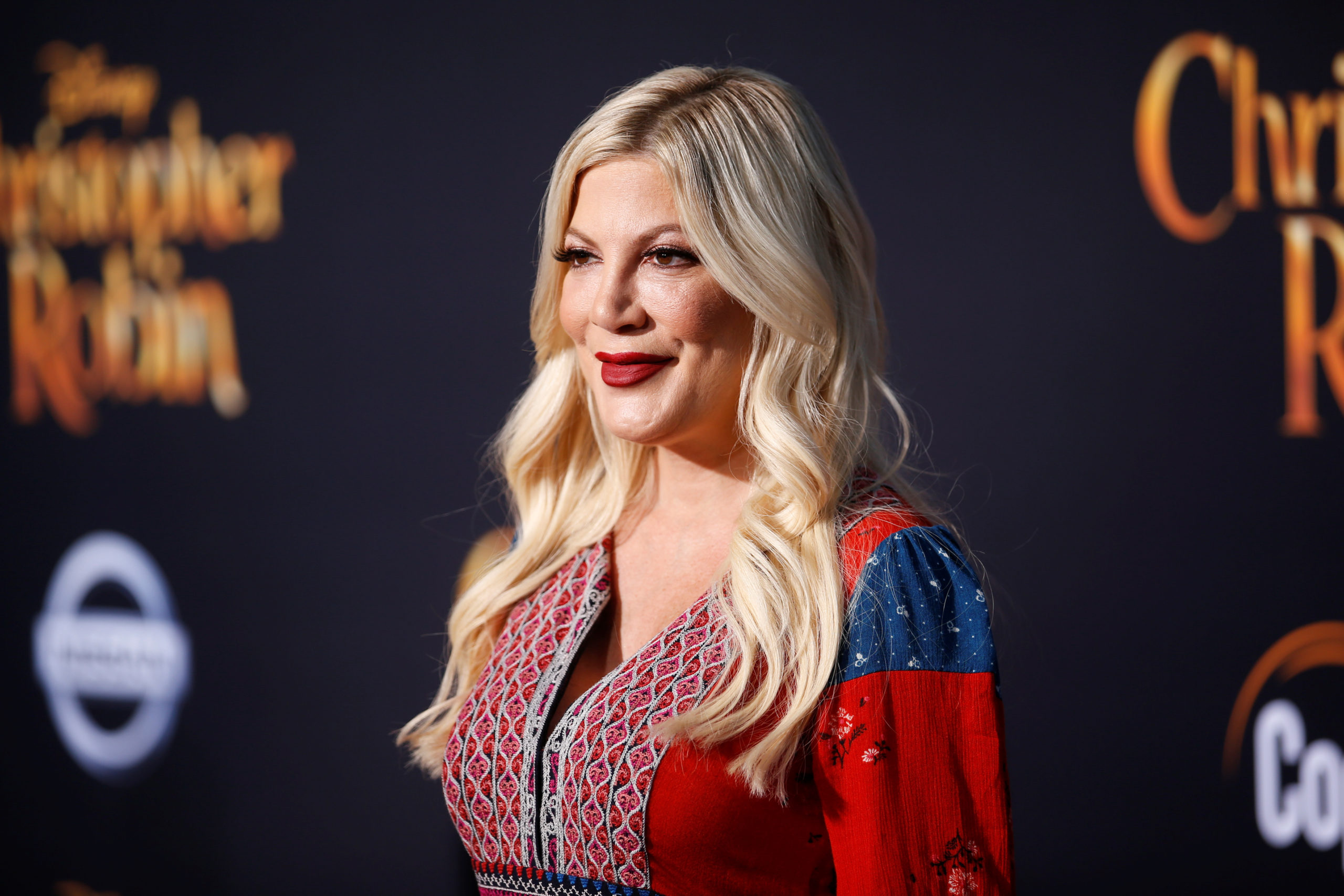 Actress Tori Spelling poses at the world premiere of Disney's "Christopher Robin," in Burbank, California, U.S., July 30, 2018. REUTERS/Danny Moloshok