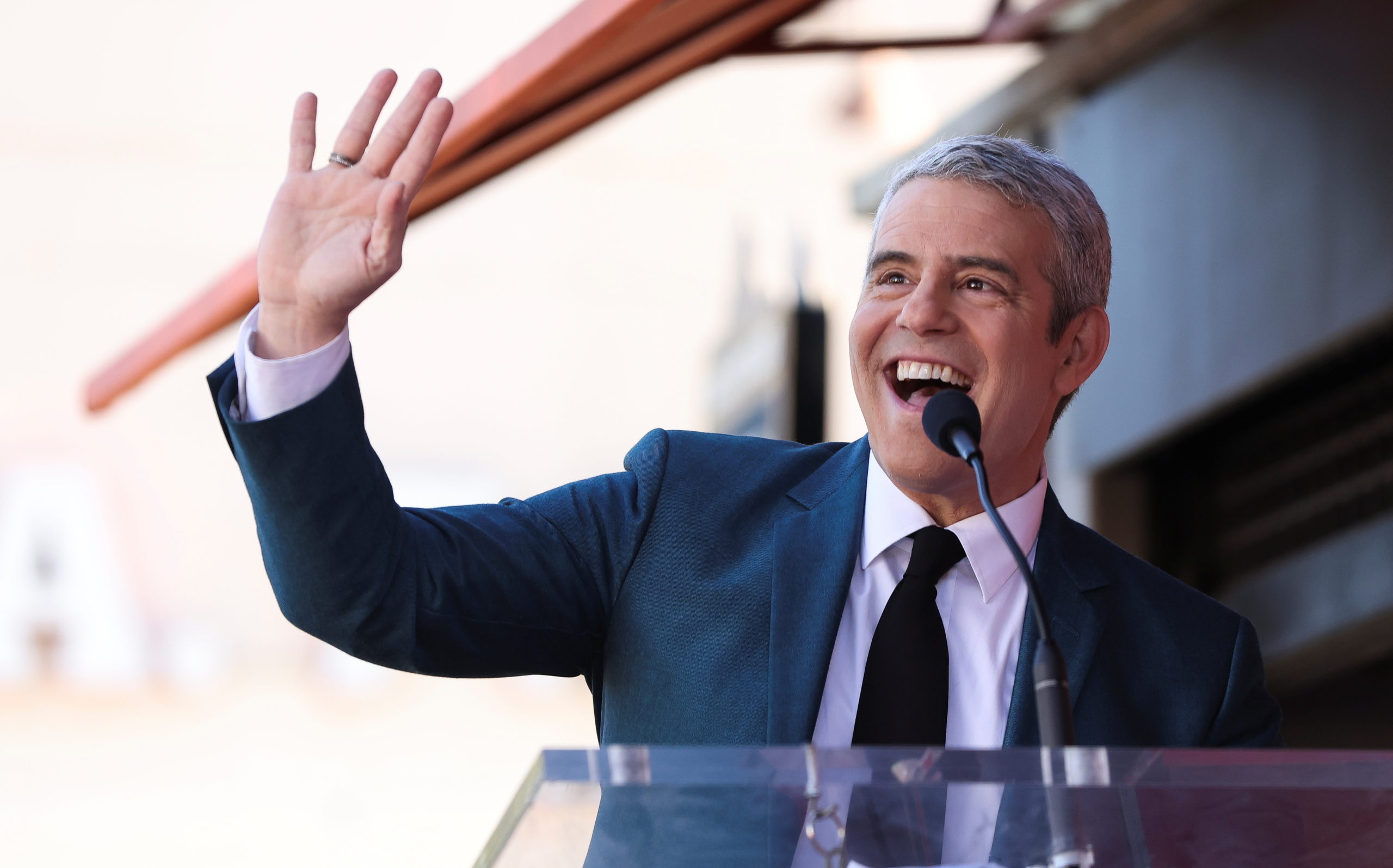 Television host Andy Cohen speaks prior to unveiling of his star on the Hollywood Walk of Fame in Los Angeles, California, U.S., February 4, 2022. REUTERS/Mario Anzuoni