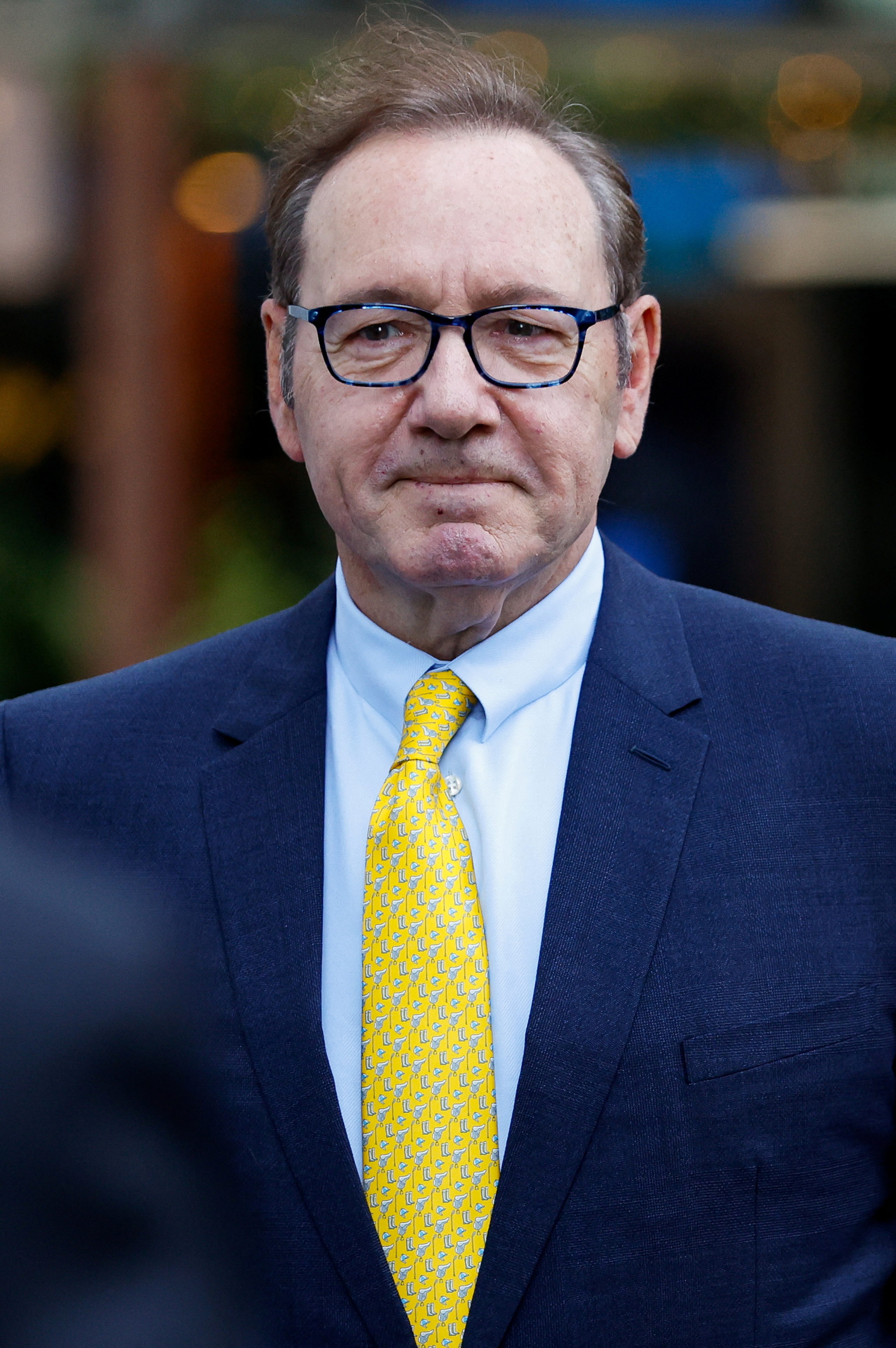 Actor Kevin Spacey walks outside Southwark Crown Court, as his trial over charges related to allegations of sex offences draws to a close, in London, Britain, July 25, 2023. REUTERS/Peter Cziborra