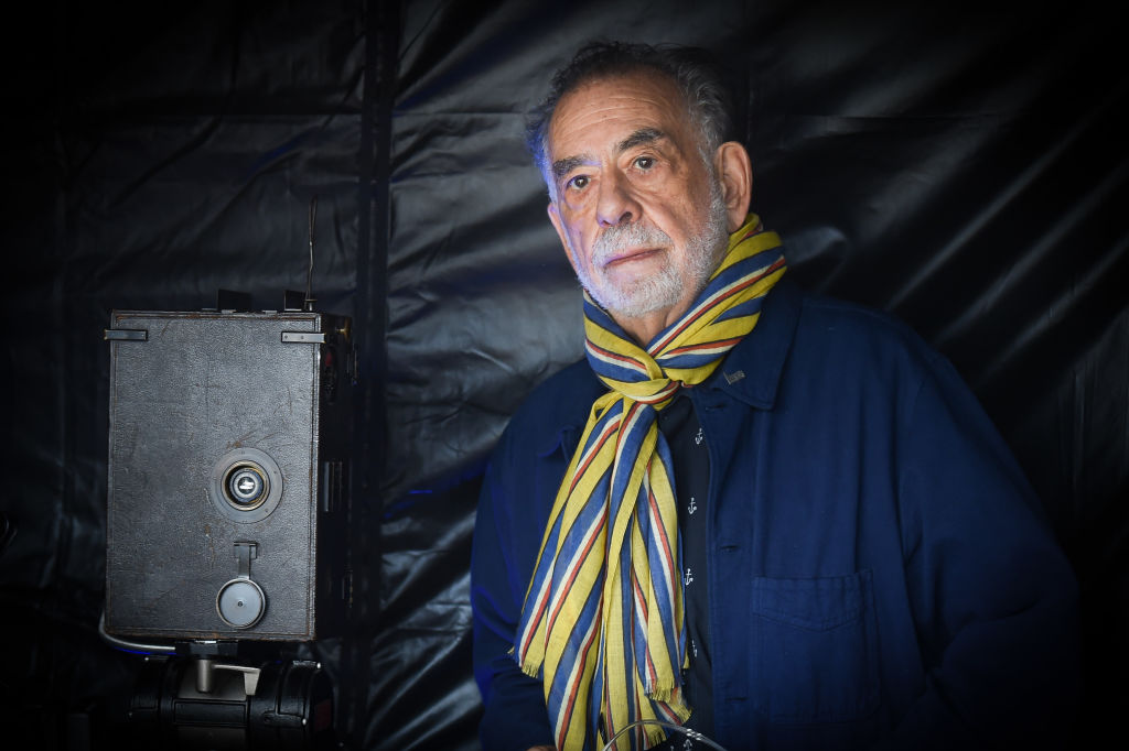 LYON, FRANCE - OCTOBER 19: Francis Ford Coppola shoots the remake of Louis Lumiere's 1st French short black-and-white silent documentary film 'La Sortie de l'Usine' during the 11th Film Festival Lumiere on October 19, 2019 in Lyon, France. (Photo by Stephane Cardinale - Corbis/Corbis via Getty Images)