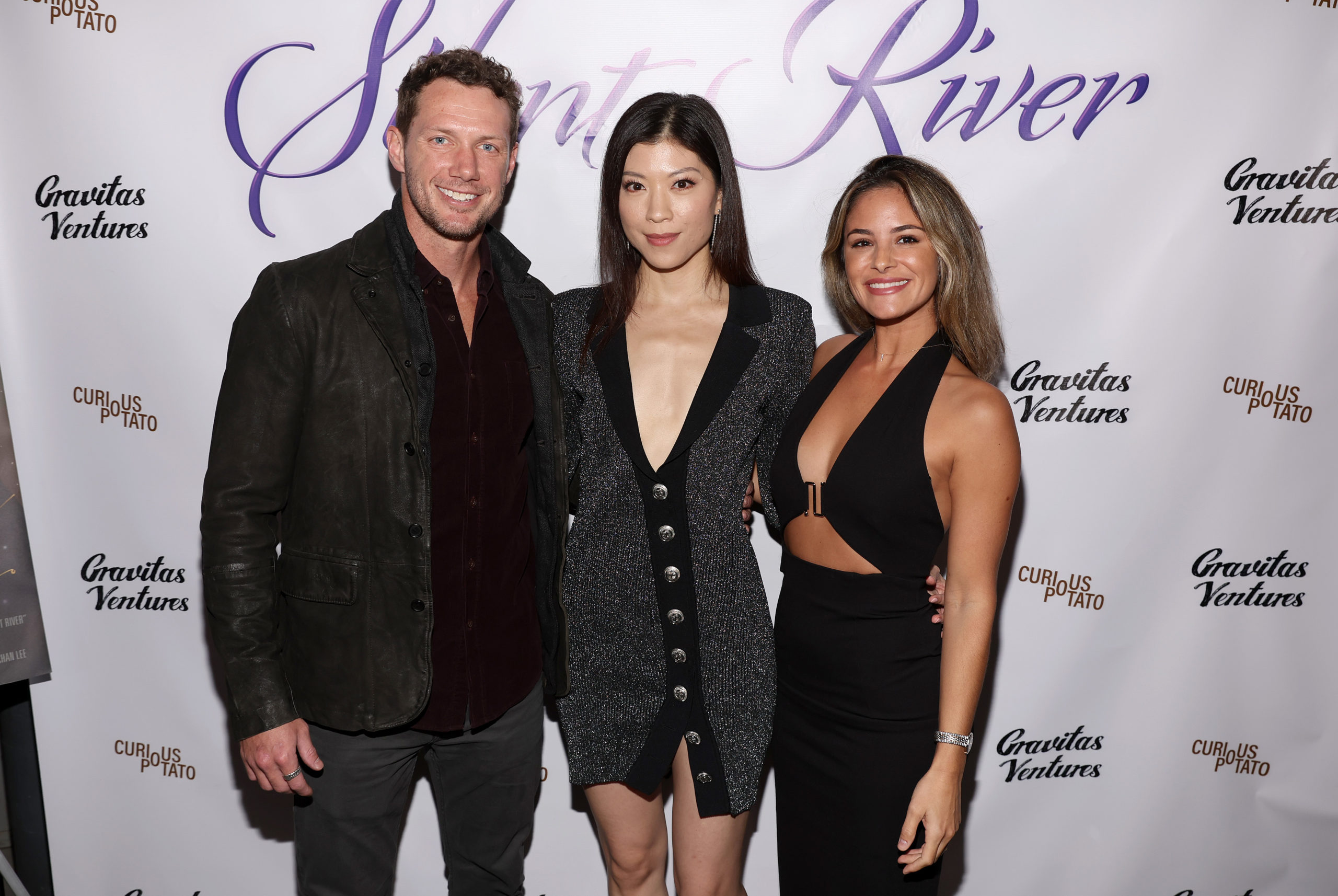 GLENDALE, CALIFORNIA - OCTOBER 13: (L-R) Johnny Wactor, Amy Tsang and Adriana Bernardo attend the "Silent River" Opening Night Theatrical Premiere at Laemmle Glendale on October 13, 2022 in Glendale, California. (Photo by Jesse Grant/Getty Images for Curious Potato)