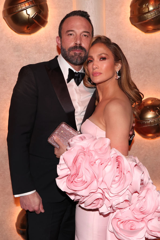 Ben Affleck and Jennifer Lopez at the 81st Golden Globe Awards held at the Beverly Hilton Hotel on January 7, 2024 in Beverly Hills, California. (Photo by Christopher Polk/Golden Globes 2024/Golden Globes 2024 via Getty Images)