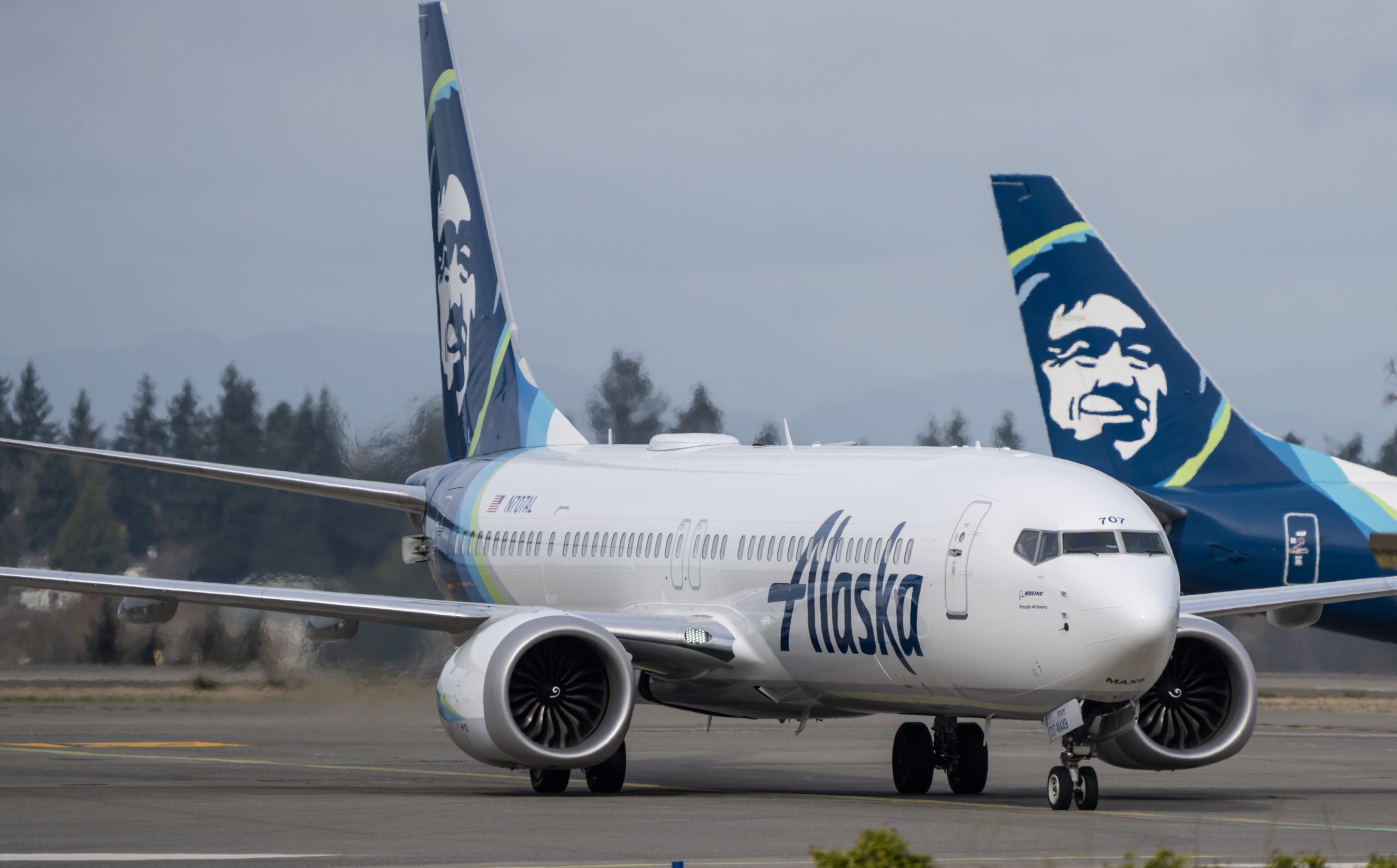 SEATTLE, WASHINGTON - MARCH 25: An Alaska Airlines Boeing 737 MAX 9 taxis at Seattle-Tacoma International Airport on March 25, 2024 in Seattle, Washington. A mid-air door plug blowout on an Alaska Airlines flight and subsequent grounding of flights precipitated a management shakeup at Boeing as CEO David Calhoun announced his resignation.. (Photo by Stephen Brashear/Getty Images)