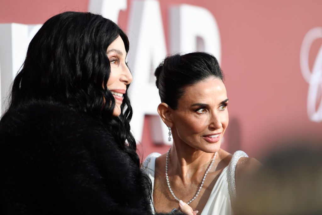 CAP D'ANTIBES, FRANCE - MAY 23: Cher and Demi Moore attend the amfAR Cannes Gala 30th edition Presented by Chopard And Red Sea International Film Festival at Hotel du Cap-Eden-Roc on May 23, 2024 in Cap d'Antibes, France. (Photo by Ryan Emberley/amfAR/Getty Images for amfAR)