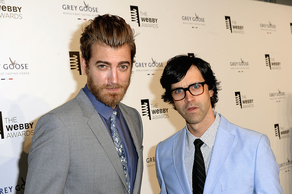 NEW YORK, NY - MAY 18: Internet personalities Rhett James Maclaughlan (L) and Charles Lincoln "Link" Neal of "Rhett and Link" attend GREY GOOSE Vodka hosts The 19th Annual Webby Awards on May 18, 2015 in New York City. (Photo by Stephen Lovekin/Getty Images for Grey Goose)