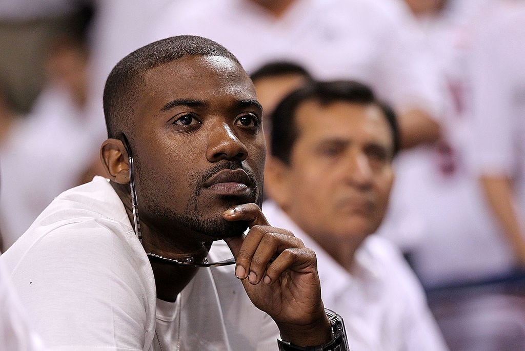 MIAMI, FL - MAY 01: R&B artist Ray J watches Game One of the Eastern Conference Semifinals of the 2011 NBA Playoffs between the Miami Heat and the Boston Celtics at American Airlines Arena on May 1, 2011 in Miami, Florida. NOTE TO USER: User expressly acknowledges and agrees that, by downloading and/or using this Photograph, User is consenting to the terms and conditions of the Getty Images License Agreement. (Photo by Mike Ehrmann/Getty Images)