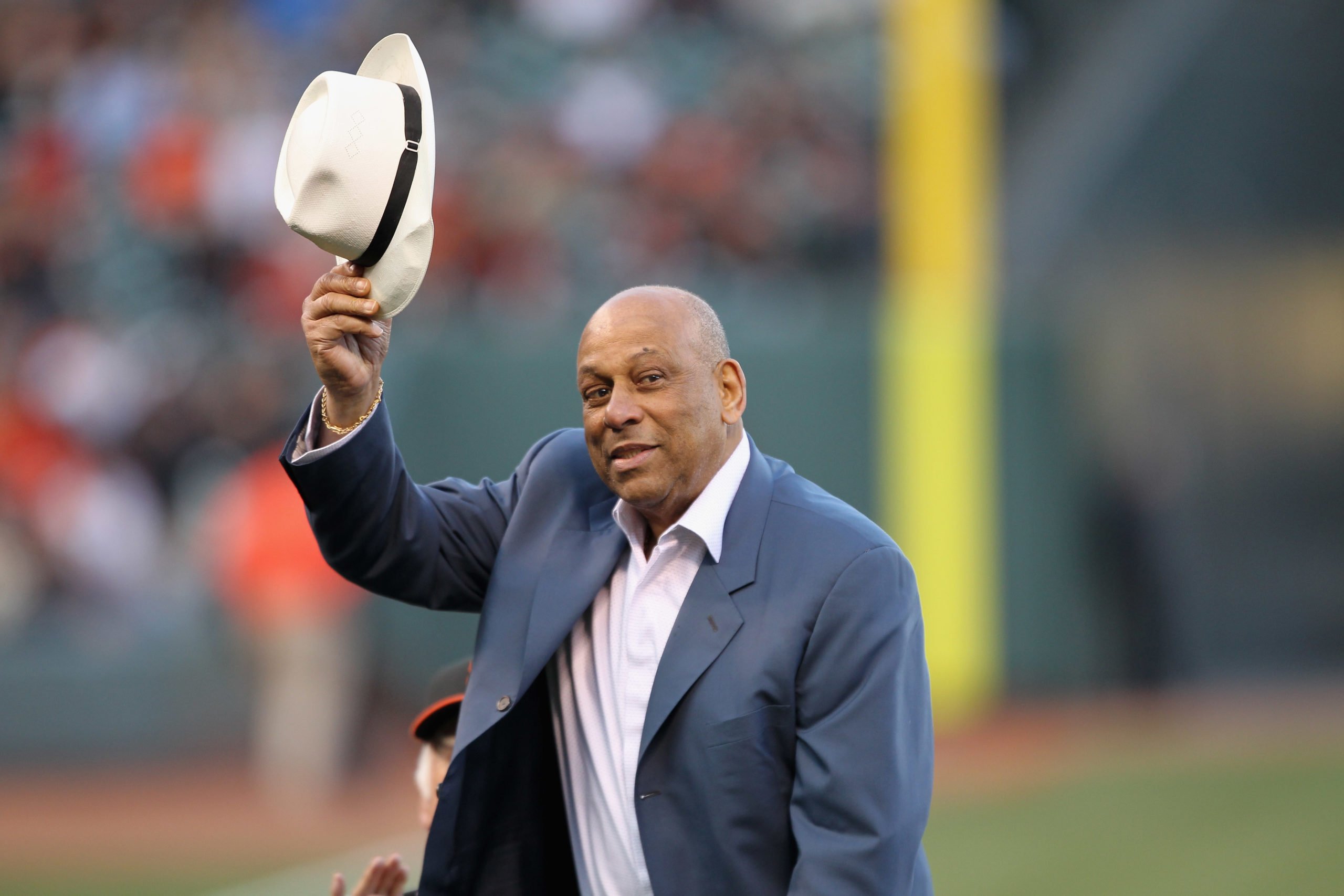 SAN FRANCISCO, CA - MAY 06: Orlando Cepeda waves to the crowd during a ceremony for Willie Mays' 80 birthday before the San Francisco Giants game against the Colorado Rockies at AT&T Park on May 6, 2011 in San Francisco, California. (Photo by Ezra Shaw/Getty Images)