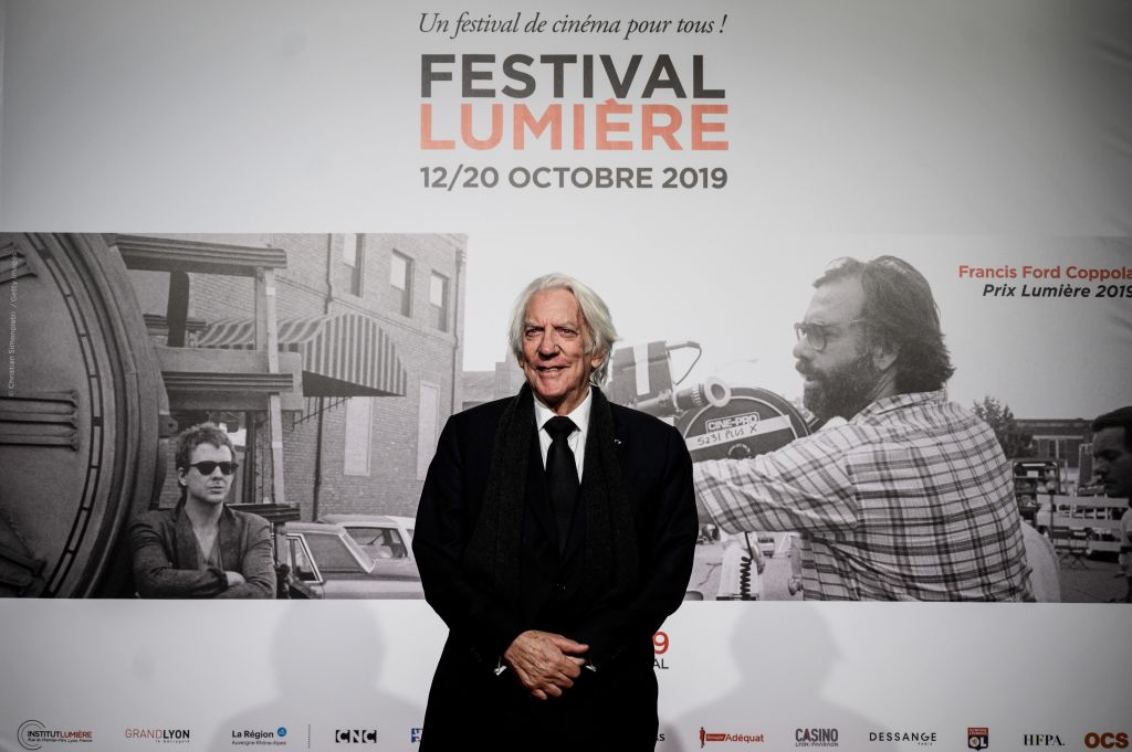 US actor Donald Sutherland poses as he arrives for the opening ceremony of the 11th edition of the Lumiere Film Festival in Lyon, central eastern France, on October 12, 2019. (Photo by JEFF PACHOUD / AFP) (Photo by JEFF PACHOUD/AFP via Getty Images)
