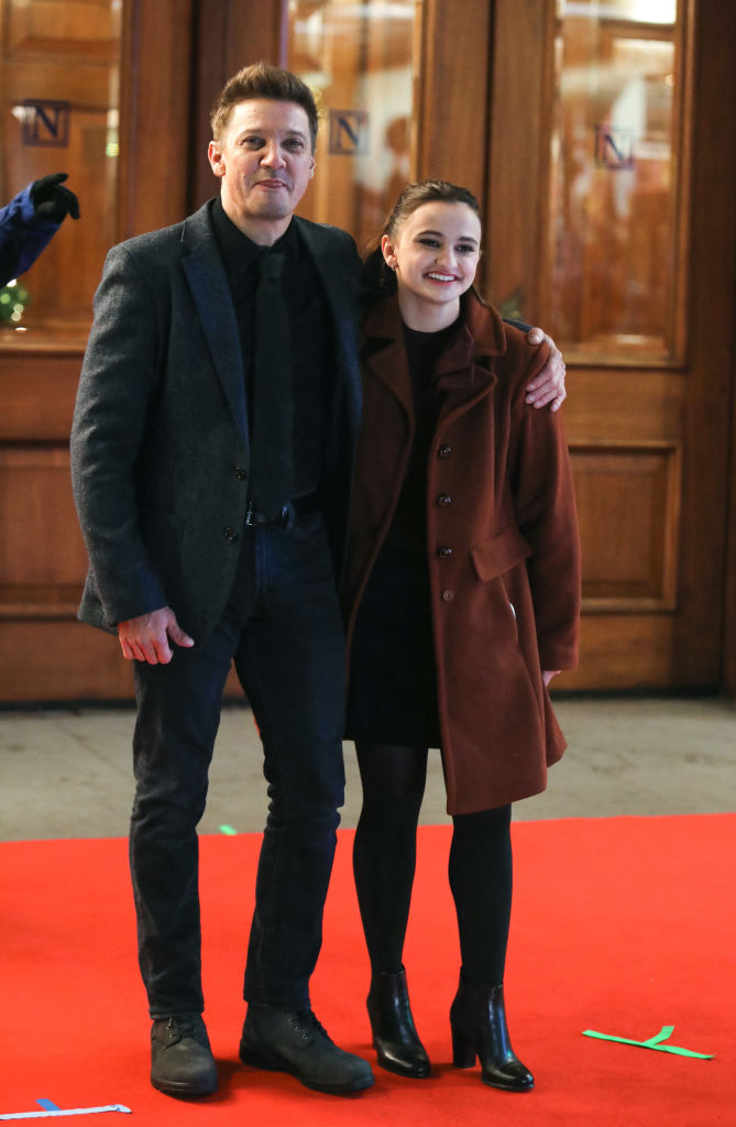 NEW YORK, NY - DECEMBER 04: Jeremy Renner and Ava Russo are seen at the film set of the 'Hawkeye' TV Series on December 04, 2020 in New York City. (Photo by Jose Perez/Bauer-Griffin/GC Images)