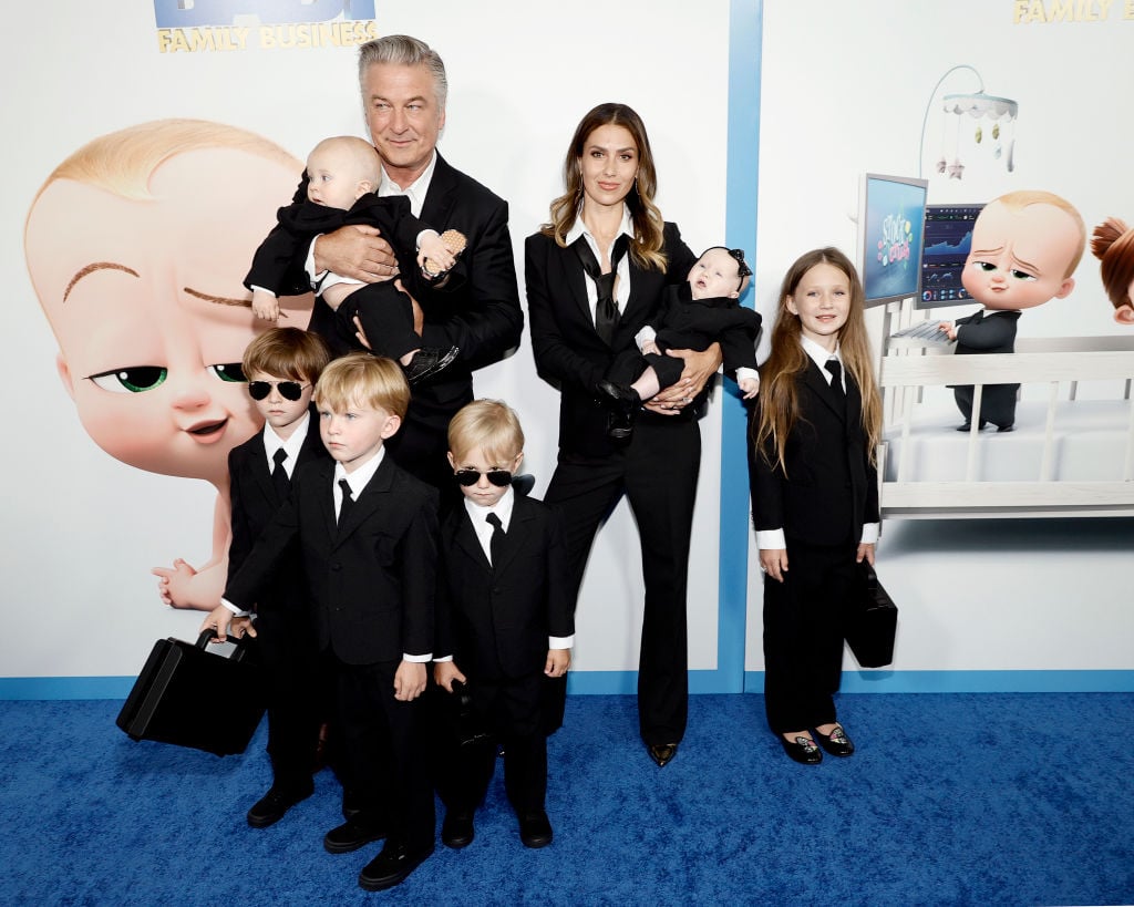 NEW YORK, NEW YORK - JUNE 22: Alec Baldwin, Hilaria Baldwin, and their kids attend as DreamWorks Animation presents The Boss Baby: Family Business World Premiere at SVA Theatre on June 22, 2021 in New York City. (Photo by Jamie McCarthy/Getty Images for Universal Pictures)