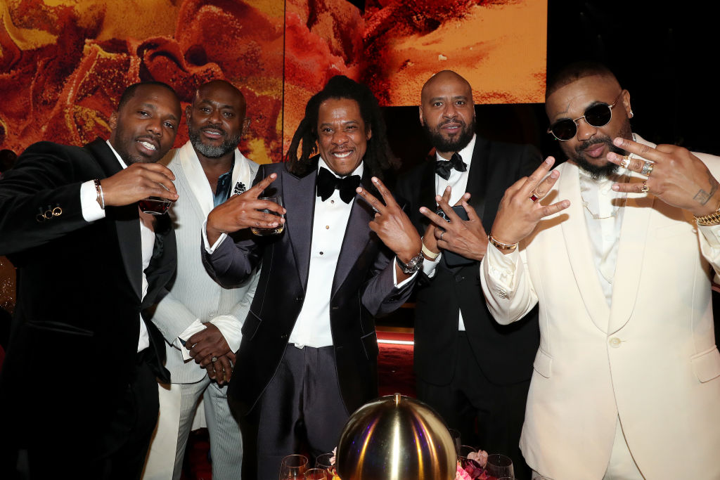 LOS ANGELES, CALIFORNIA - FEBRUARY 05: (L-R) Rich Paul, Steve Stoute, Jay-Z, Juan “OG” Perez and The-Dream attend the 65th GRAMMY Awards at Crypto.com Arena on February 05, 2023 in Los Angeles, California. (Photo by Johnny Nunez/Getty Images for The Recording Academy)