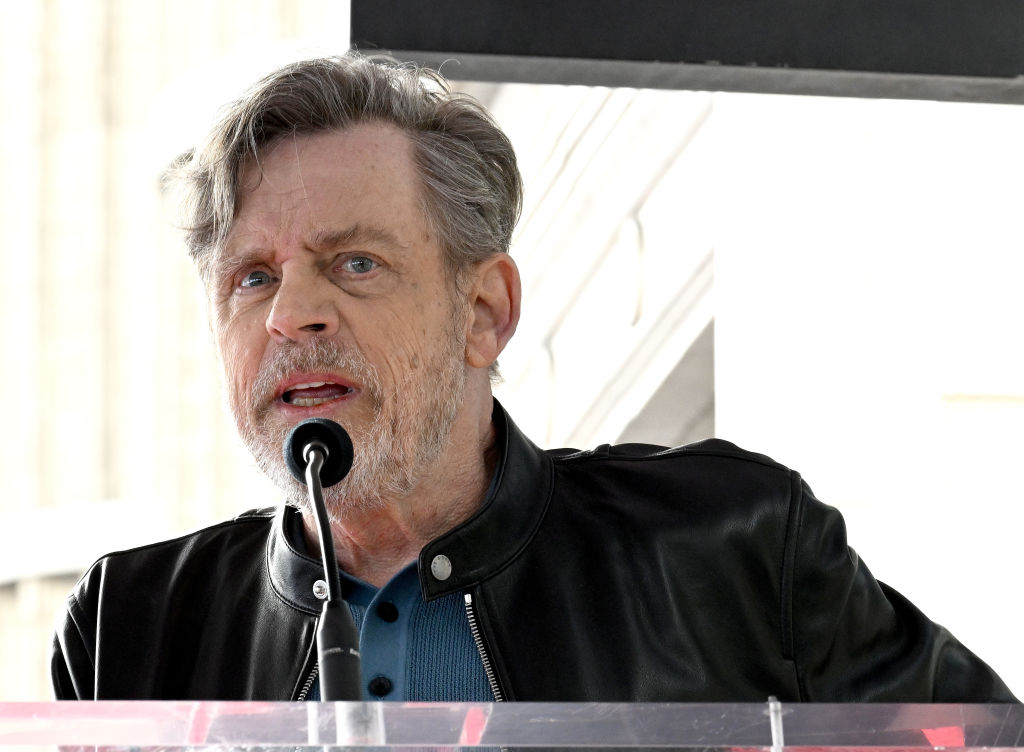 HOLLYWOOD, CALIFORNIA - MAY 04: Mark Hamill speaks onstage during the ceremony for Carrie Fisher being honored posthumously with a Star on the Hollywood Walk of Fame on May 04, 2023 in Hollywood, California. (Photo by Albert L. Ortega/Getty Images)