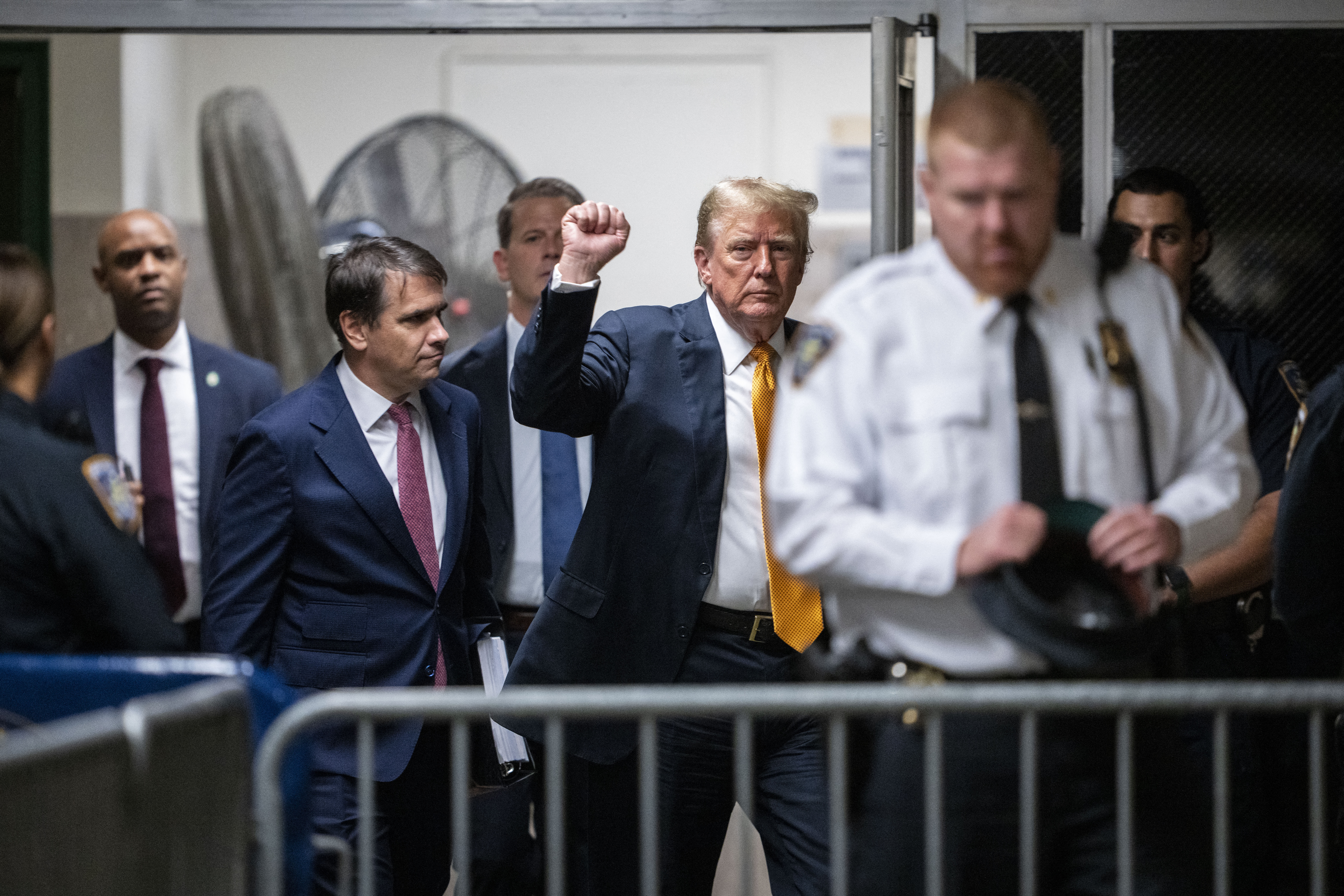 Former US President and Republican presidential candidate Donald Trump arrives for his criminal trial at Manhattan Criminal Court in New York City, on May 29, 2024. Jurors in Trump's hush money trial begin deliberating today on whether to return the first criminal conviction of a former president -- a momentous decision that could upend the November presidential election. (Photo by Doug Mills / POOL / AFP) (Photo by DOUG MILLS/POOL/AFP via Getty Images)