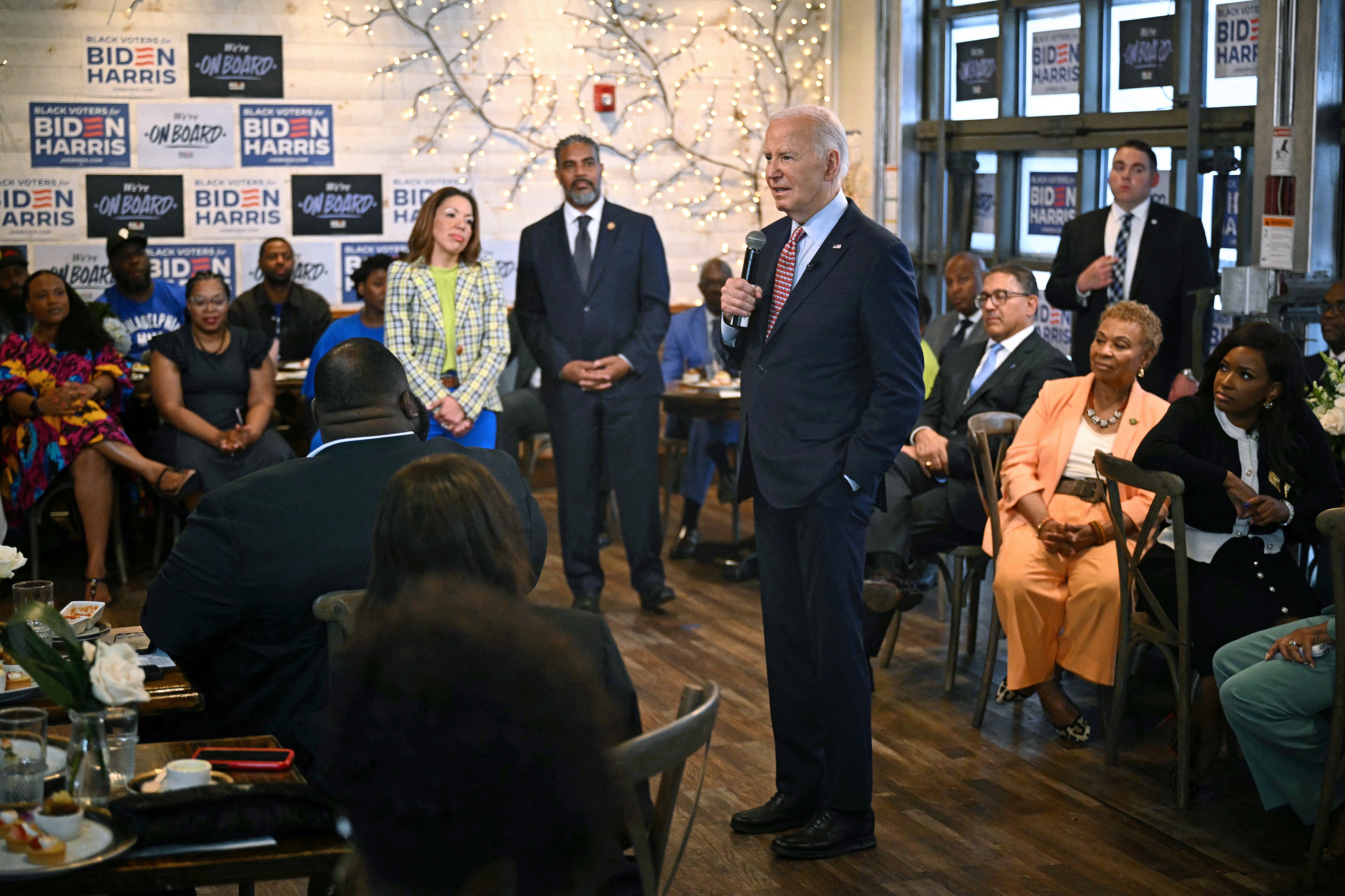 US President Joe Biden speaks at a campaign event at the South Side restaurant in Philadelphia, Pennsylvania, on May 29, 2024. (Photo by Mandel NGAN / AFP) (Photo by MANDEL NGAN/AFP via Getty Images)