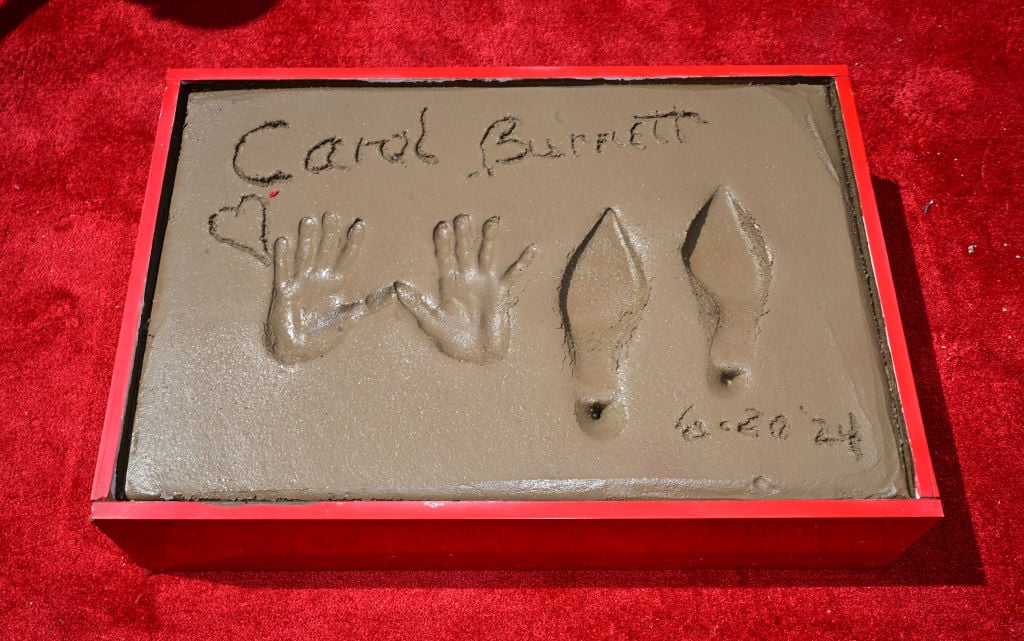 US actress Carol Burnett Hand and Footprints imprinted into a block of cement at a ceremony in front of the TCL Chinese Theater in Hollywood, California on June 20, 2024. (Photo by Frederic J. BROWN / AFP) (Photo by FREDERIC J. BROWN/AFP via Getty Images)