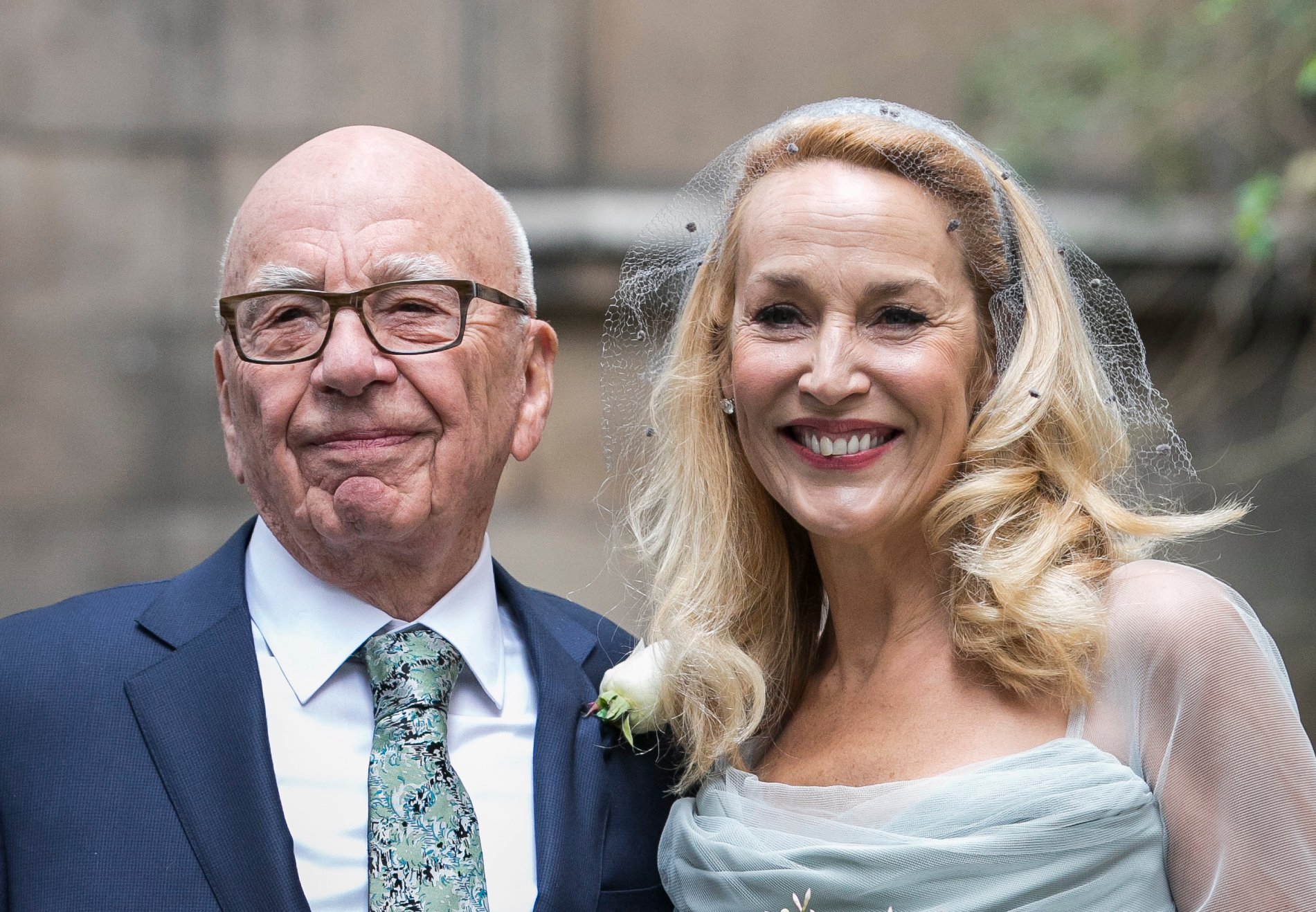 Rupert Murdoch and Jerry Hall seen leaving St Brides Church after their wedding on March 5, 2016 in London, England. (Photo by John Phillips/Getty Images)