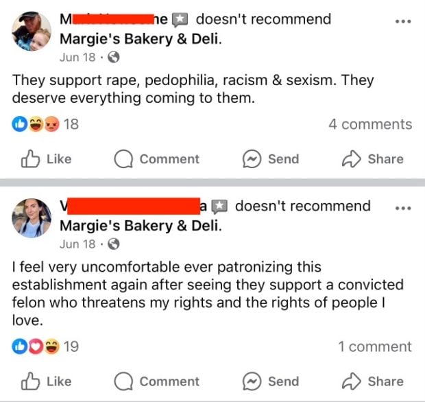 Negative reviews for Margie's Bakery & Deli