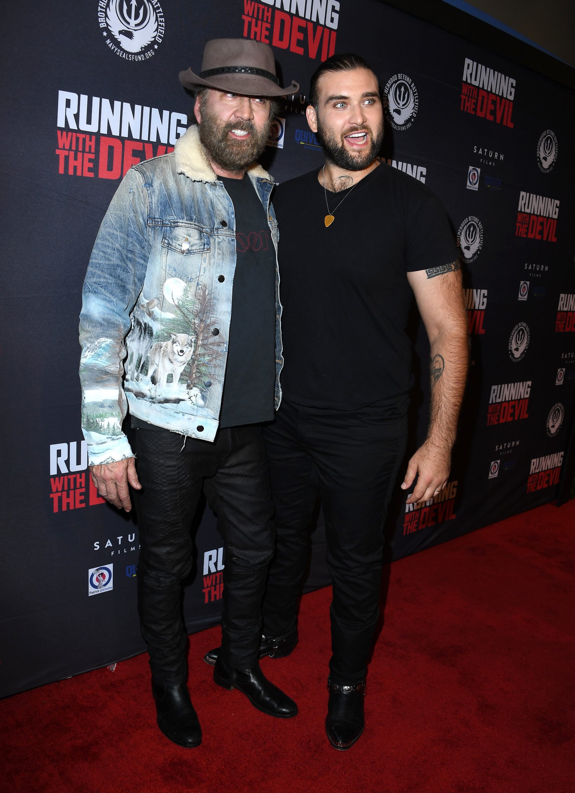 BEVERLY HILLS, CALIFORNIA - SEPTEMBER 16: Nicolas Cage and Weston Coppola Cage arrives at the Premiere Of Quiver Distribution's "Running With The Devil" at Writers Guild Theater on September 16, 2019 in Beverly Hills, California. (Photo by Steve Granitz/WireImage) Getty Images