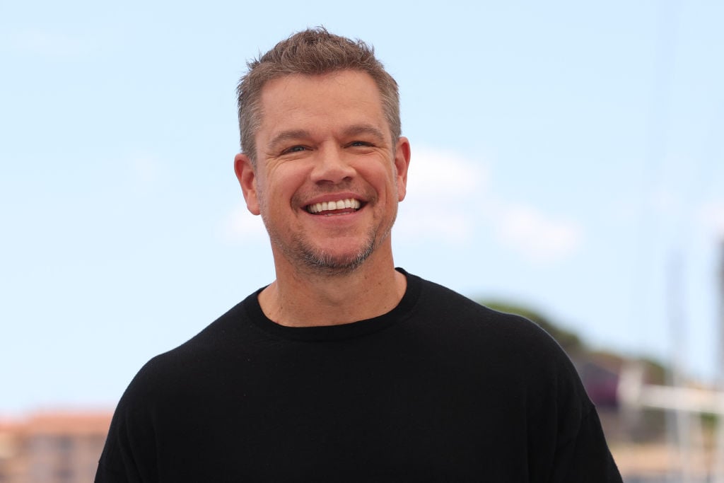 US actor Matt Damon smiles during a photocall for the film "Stillwater" at the 74th edition of the Cannes Film Festival in Cannes, southern France, on July 9, 2021. (Photo by Valery HACHE / AFP) (Photo by VALERY HACHE/AFP via Getty Images)
