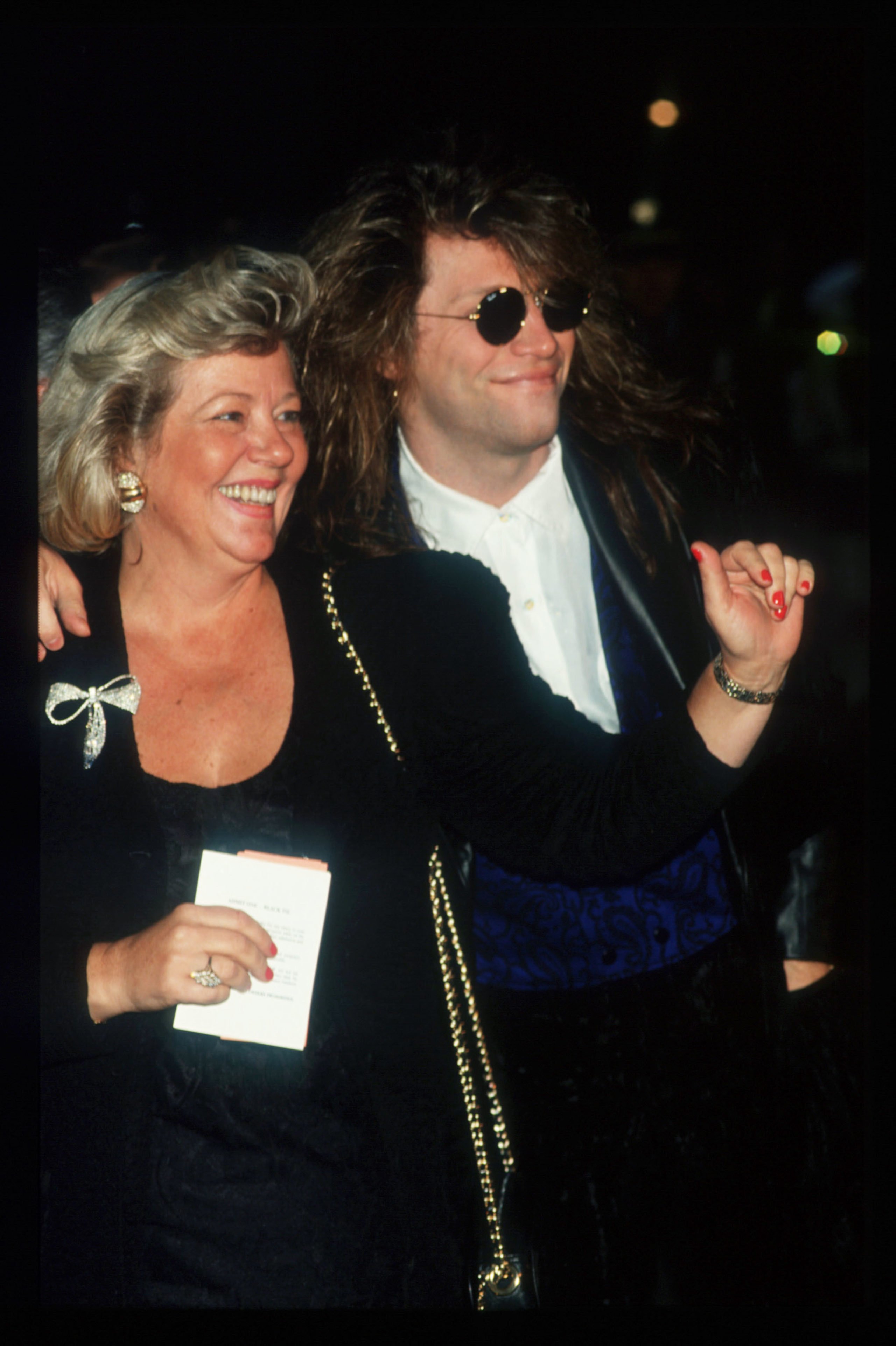 089910 32: Jon Bon Jovi and his mother attend the Grammy Awards February 20, 1991 in New York City. The recording industry''s most prestigious award, the Grammy is presented annually and brings together thousands of creative and technical professionals. (Photo by Steve Allen/Liaison) Getty Images