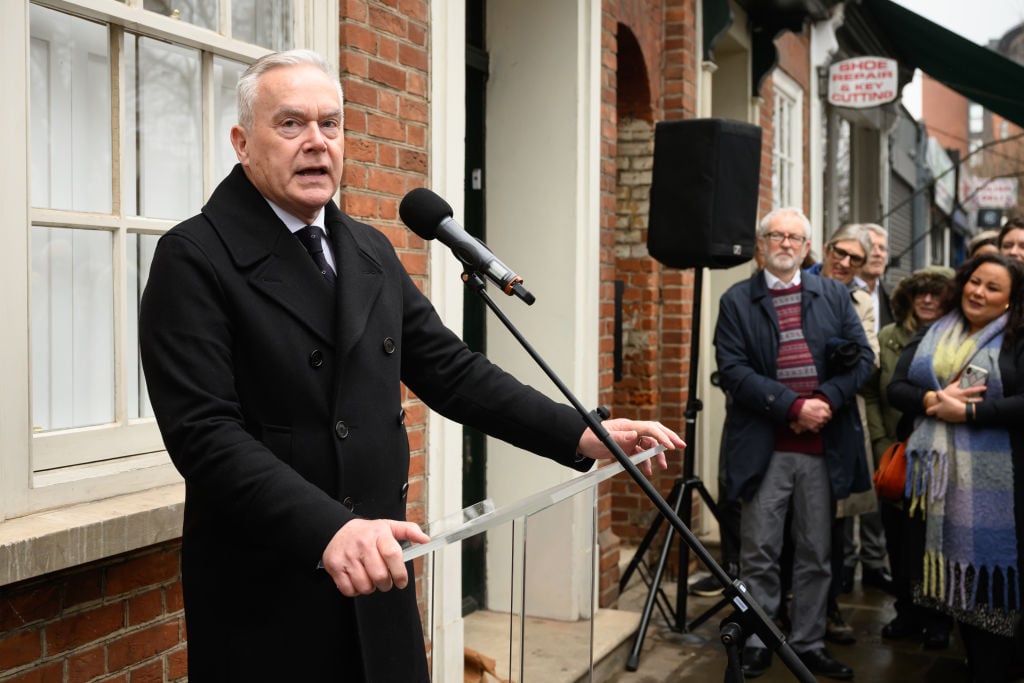 LONDON, ENGLAND - FEBRUARY 22: Broadcaster Huw Edwards makes a speech before unveiling a blue plaque for 18th-century polymath Richard Price on February 22, 2023 in London, England. Price was born in Llangeinor, Wales, in 1723 but spent most of his adult life as minister of Newington Green Unitarian Church. He edited, published and developed the Bayes–Price theorem and the field of actuarial science. He also wrote on issues of demography and finance, and was a Fellow of the Royal Society. (Photo by Leon Neal/Getty Images)