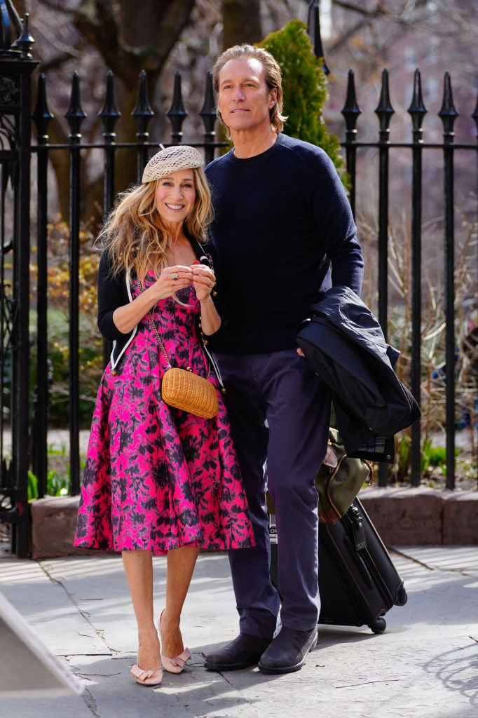 NEW YORK, NEW YORK - MARCH 07: Sarah Jessica Parker and John Corbett on location for 'And Just Like That' on March 07, 2023 in New York City. (Photo by Gotham/GC Images) Getty Images