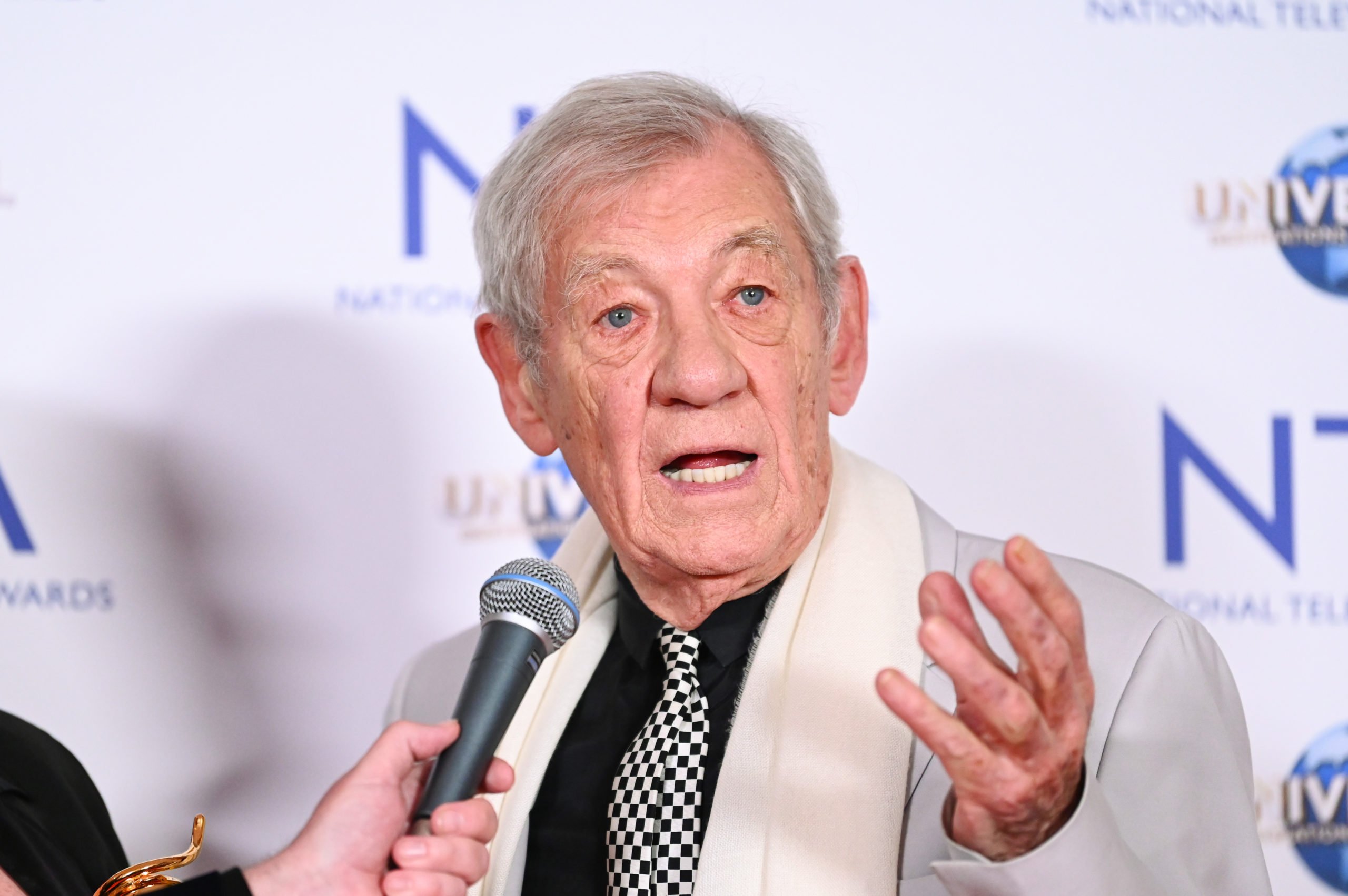 LONDON, ENGLAND - SEPTEMBER 05: Sir Ian McKellen poses in the press room at the National Television Awards 2023 at The O2 Arena on September 5, 2023 in London, England. (Photo by Joe Maher/WireImage)