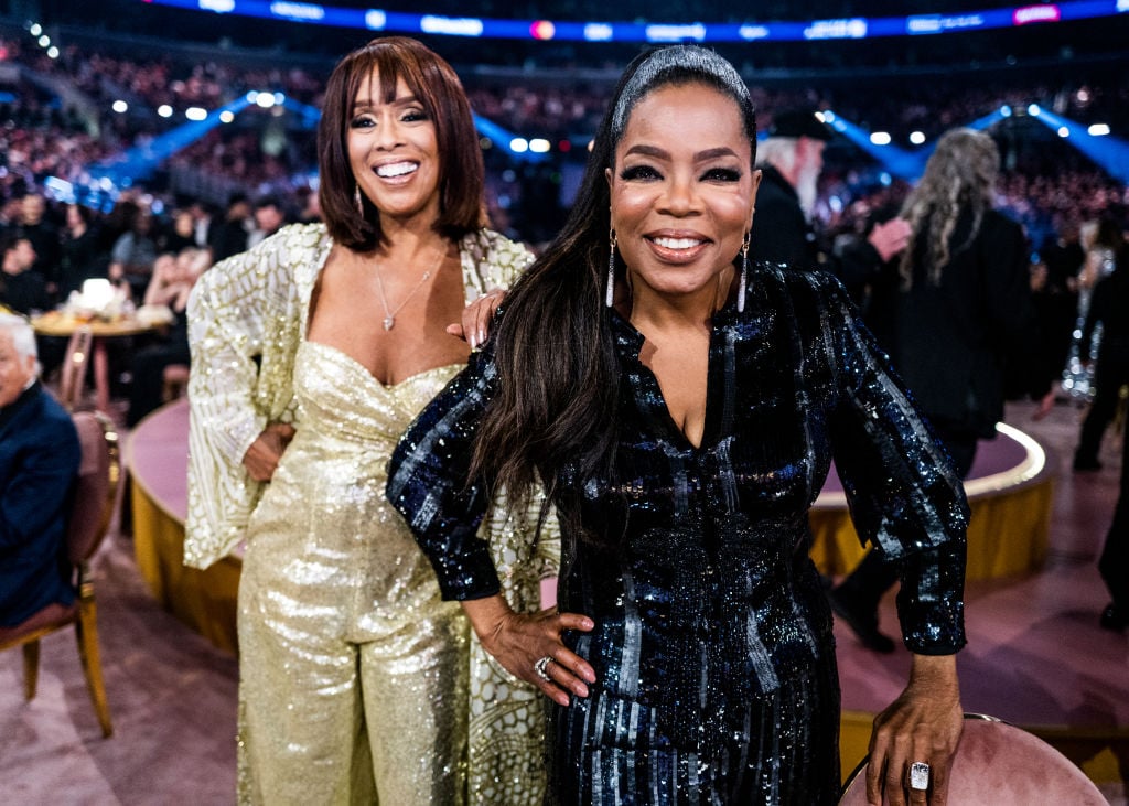 LOS ANGELES, CALIFORNIA - FEBRUARY 04: (L-R) Gayle King and Oprah Winfrey attend the 66th GRAMMY Awards on February 04, 2024 in Los Angeles, California. (Photo by John Shearer/Getty Images for The Recording Academy)