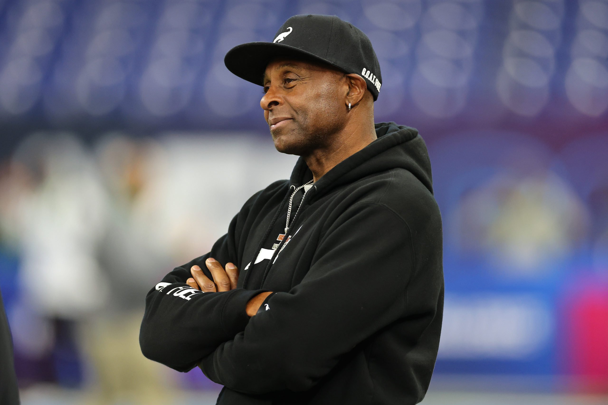 INDIANAPOLIS, INDIANA - MARCH 02: Former San Francisco 49ers Wide Receiver Jerry Rice looks on during the NFL Combine at Lucas Oil Stadium on March 02, 2024 in Indianapolis, Indiana. (Photo by Stacy Revere/Getty Images)