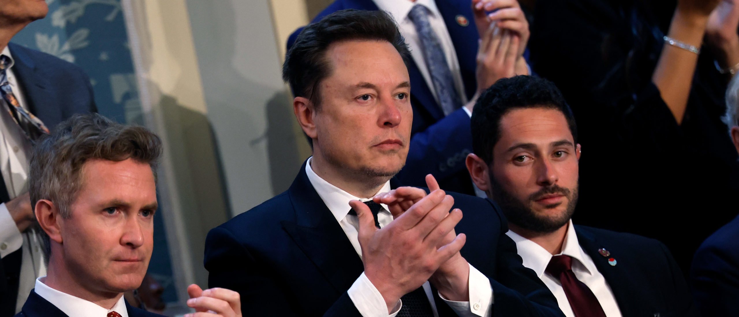 WASHINGTON, DC - JULY 24: Tesla CEO Elon Musk listens as Israeli Prime Minister Benjamin Netanyahu addresses a joint meeting of Congress in the chamber of the House of Representatives at the U.S. Capitol on July 24, 2024 in Washington, DC. Netanyahu’s visit occurs as the Israel-Hamas war reaches nearly ten months. A handful of Senate and House Democrats boycotted the remarks over Israel’s treatment of Palestine. (Photo by Anna Moneymaker/Getty Images)