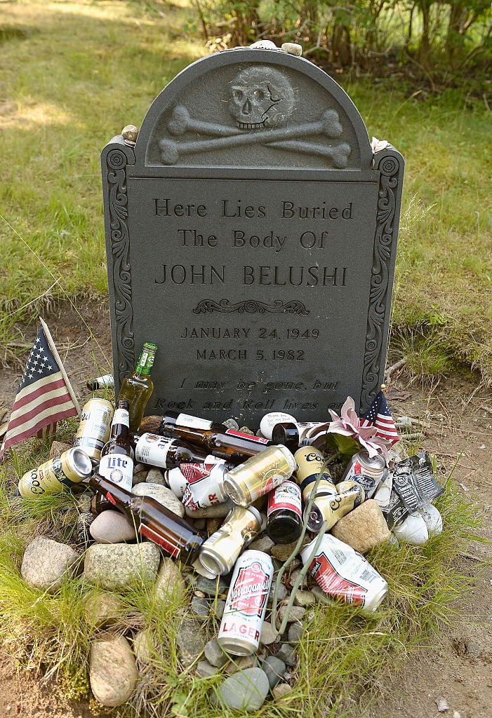 MARTHAS VINEYARD, MA - JUNE 22: A general view of the gravesite where actor John Belushi (1949-1982) is thought to be buried in Chilmark Cemetery on Martha's Vineyard onJune 22, 2015 in Chilmark, MA. Belushi died from an overdose of a mixture of heroin and cocaine at the age of 33 in Hollywood, CA. (Photo by Paul Marotta/Getty Images)