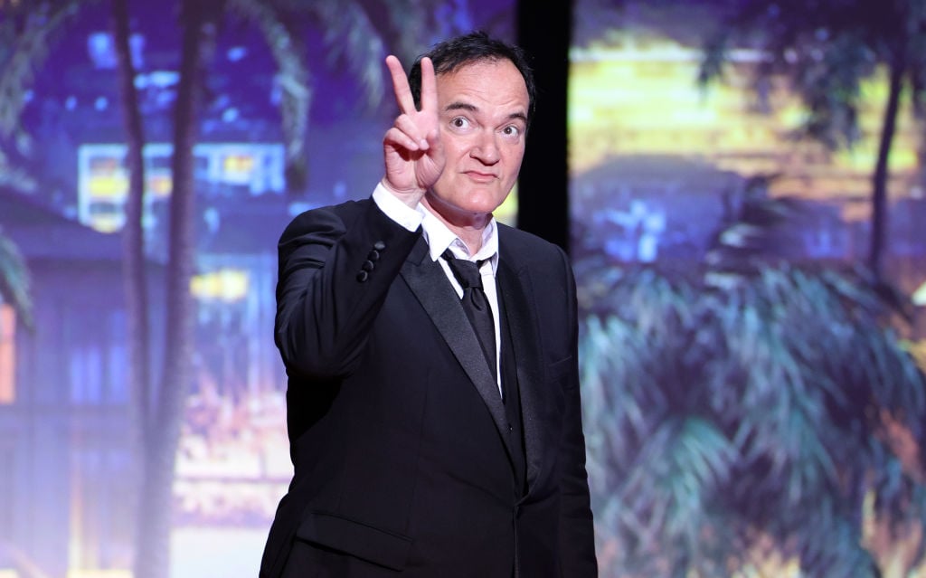 CANNES, FRANCE - MAY 27: Quentin Tarantino presents The Grand Prix Award during the closing ceremony during the 76th annual Cannes film festival at Palais des Festivals on May 27, 2023 in Cannes, France. (Photo by Andreas Rentz/Getty Images)