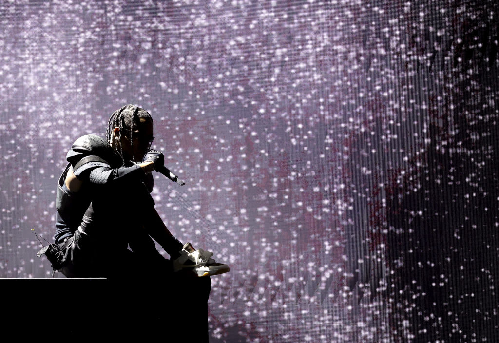 LOS ANGELES, CALIFORNIA - FEBRUARY 04: Travis Scott performs onstage during the 66th GRAMMY Awards at Crypto.com Arena on February 04, 2024 in Los Angeles, California. (Photo by Kevin Winter/Getty Images for The Recording Academy)