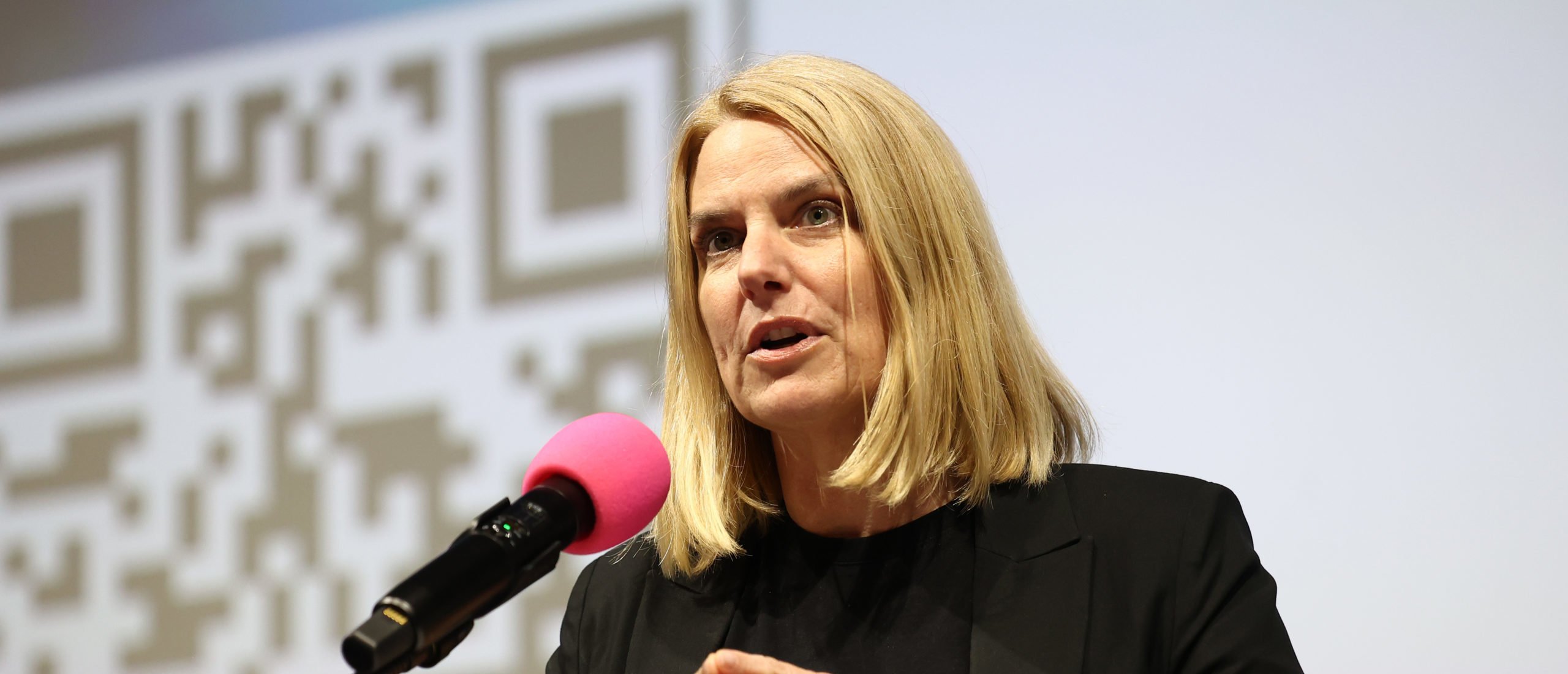 Sarah Kate Ellis on stage during the GLAAD's "Where We Are On TV" Launch And Industry Reception at Vidiots on April 30, 2024 in Los Angeles, California. (Photo by Tommaso Boddi/Getty Images for GLAAD)