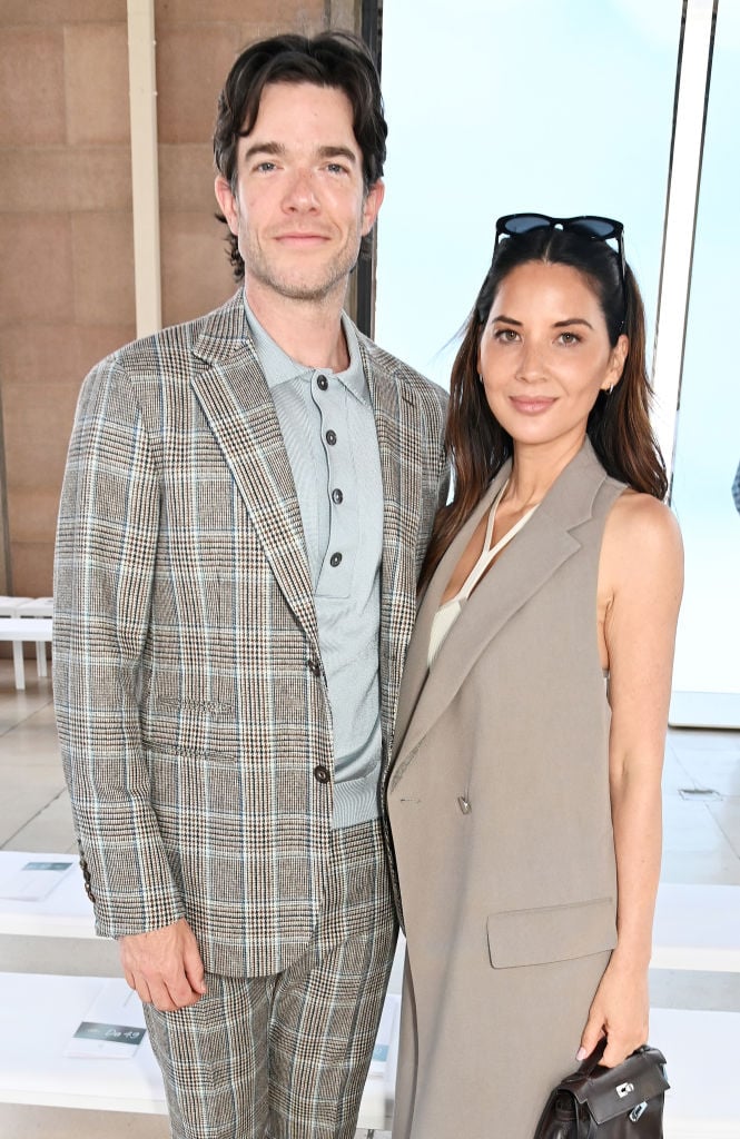 PARIS, FRANCE - JUNE 21: John Mulaney and Olivia Munn attend the Hermes SS25 Men's Show as part of Paris Fashion Week at Palais d'Iena on June 22, 2024 in Paris, France. (Photo by Dave Benett/Getty Images for Hermes)