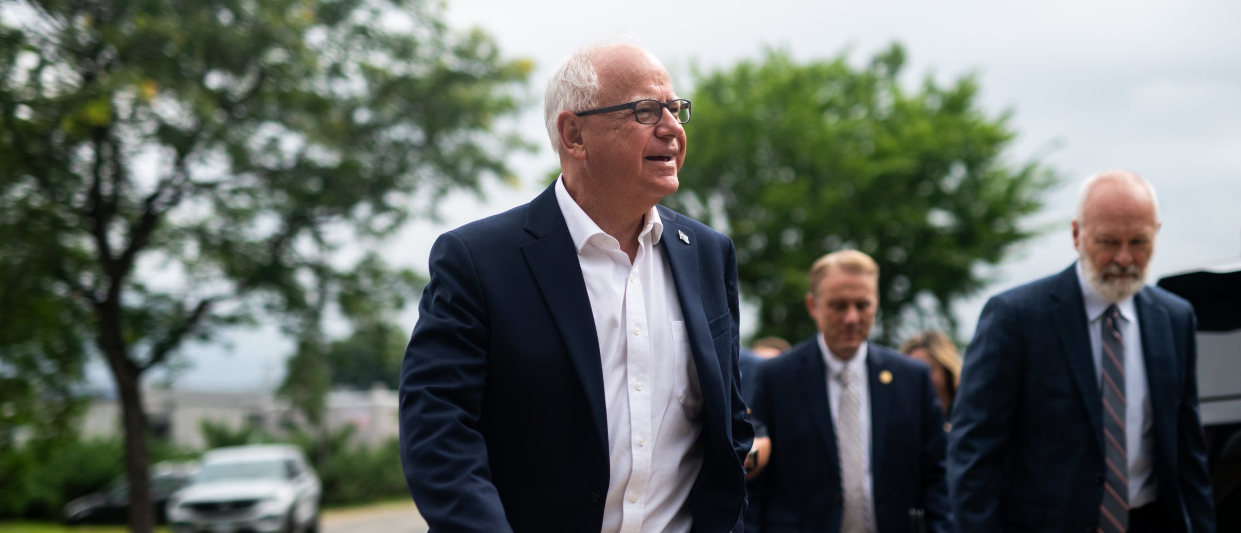 Minnesota Governor Tim Walz arrives to speak at a press conference regarding new gun legislation at City Hall on August 1, 2024 in Bloomington, Minnesota. Walz is thought to be on a short list of potential vice presidential running mates for Democratic presidential candidate Vice President Kamala Harris. (Photo by Stephen Maturen/Getty Images)