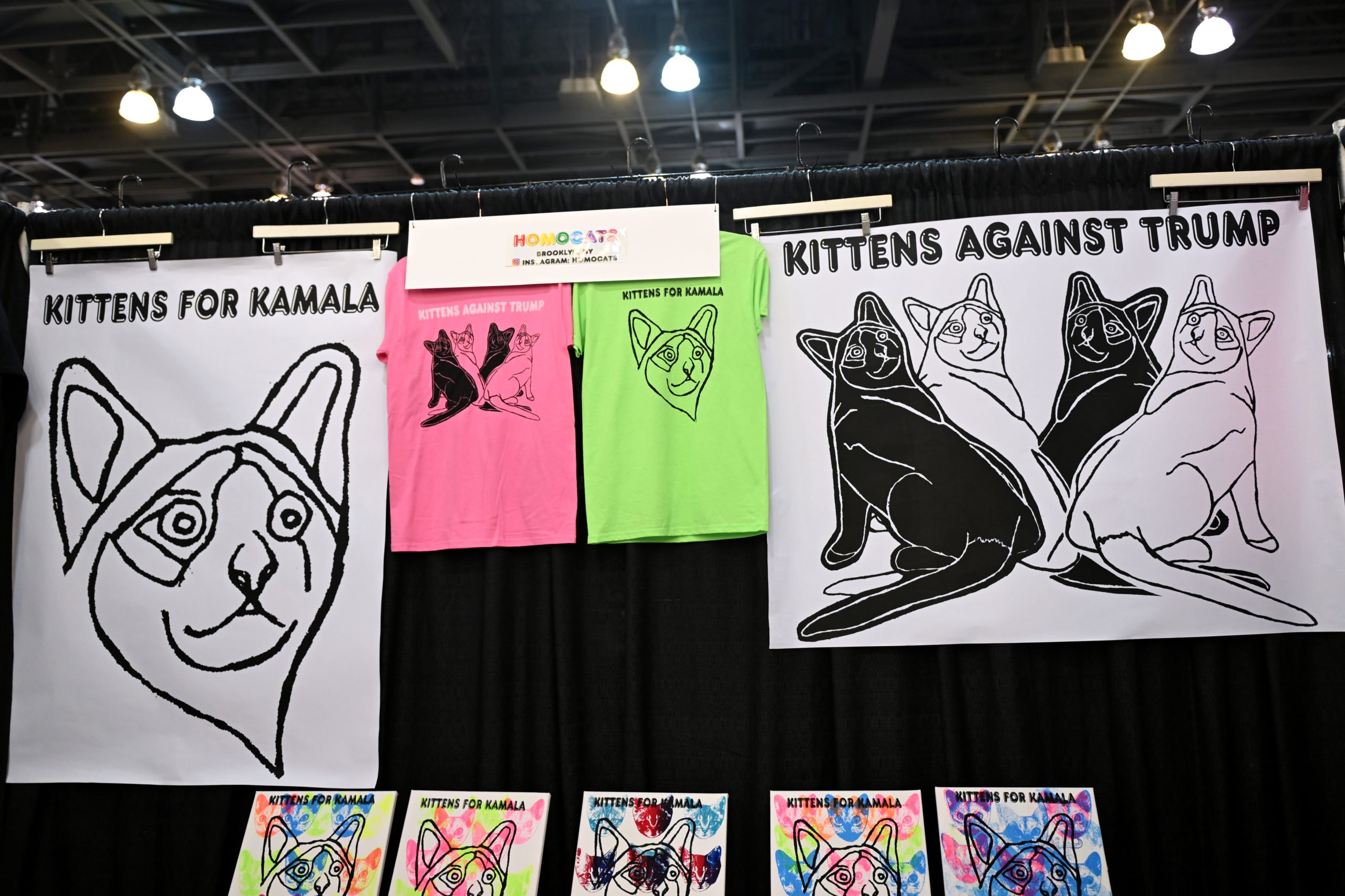 PASADENA, CALIFORNIA - AUGUST 03: Artwork by J. Morrison is displayed at CatCon LA 2024 at Pasadena Convention Center on August 03, 2024 in Pasadena, California. (Photo by Sarah Morris/Getty Images)