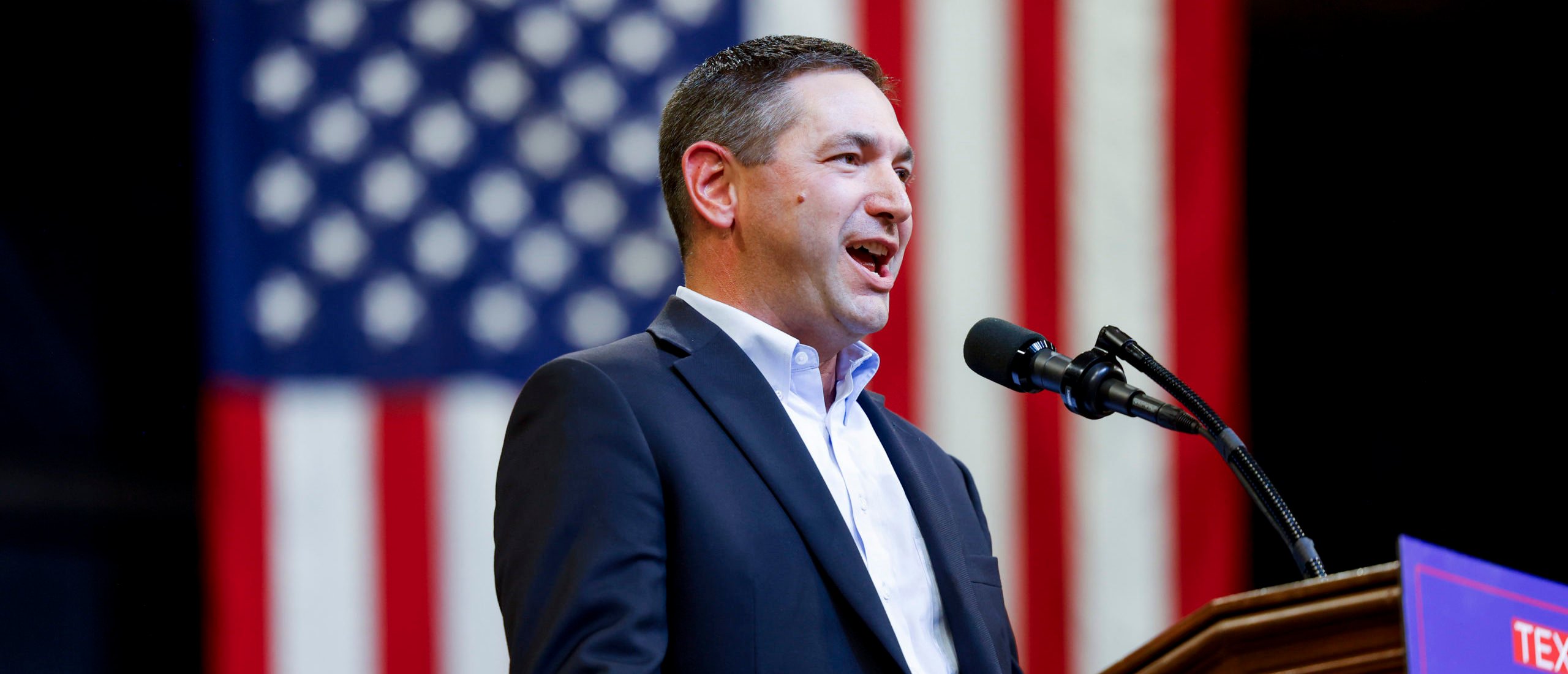 BOZEMAN, MONTANA - AUGUST 9: Montana Attorney General Austin Knudsen speaks during a rally for Republican presidential nominee, former U.S. President Donald Trump at the Brick Breeden Fieldhouse at Montana State University on August 9, 2024 in Bozeman, Montana. (Photo by Michael Ciaglo/Getty Images)