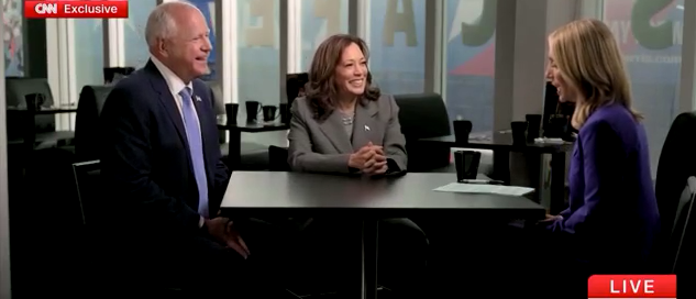 CNN Puts Live Banner On Pre-Recorded Harris-Walz Interview