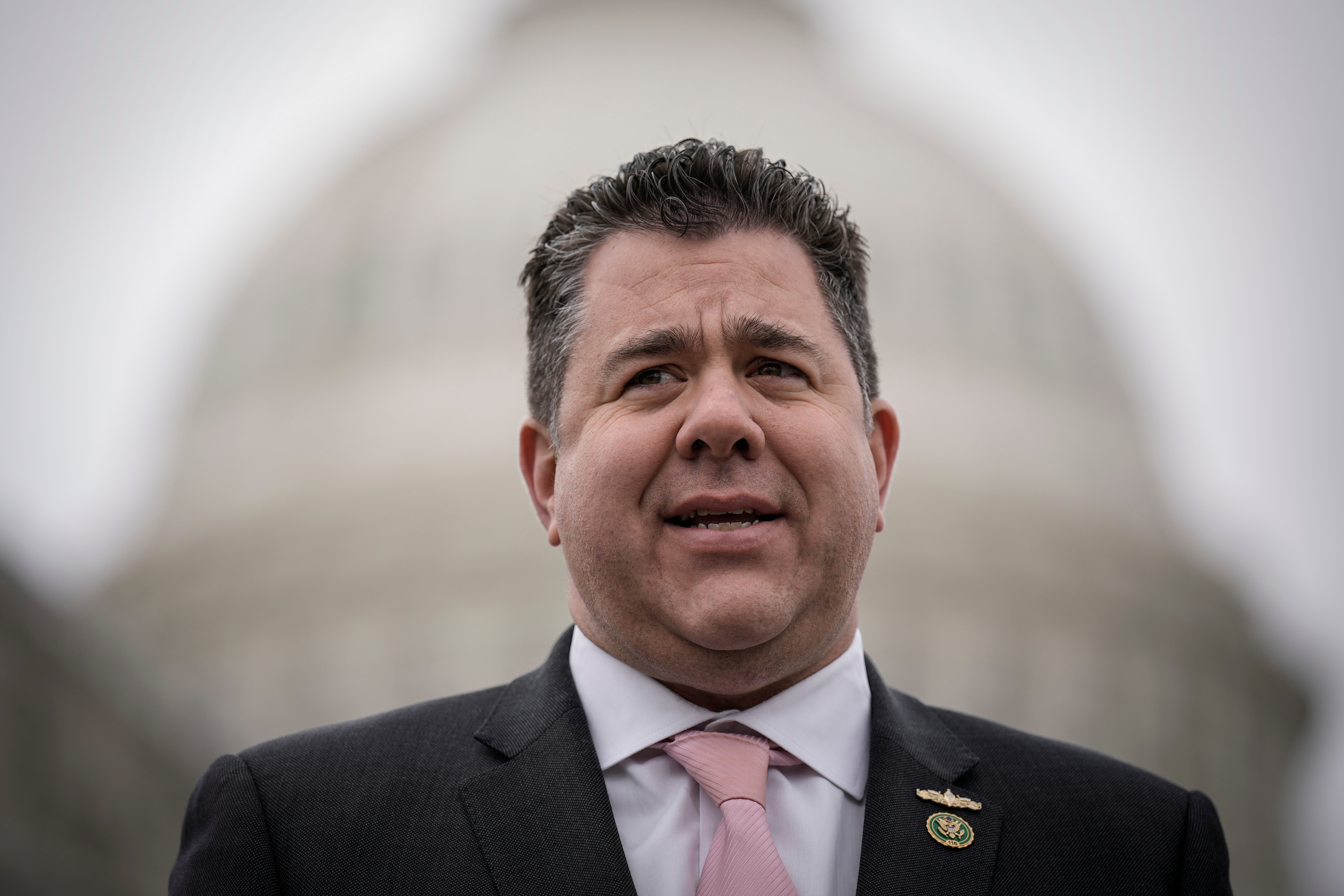 WASHINGTON, DC - MARCH 7: Rep. Nick Lalota (R-NY) speaks during a news conference outside the U.S. Capitol on March 7, 2023 in Washington, DC. Aimed at embattled Rep. George Santos (R-NY), Lalota is supporting legislation introduced by Rep. Anthony D'Esposito (R-NY) that aims to prevent members convicted of certain offenses from profiting off book deals, speech commissions, television shows and more. (Photo by Drew Angerer/Getty Images)