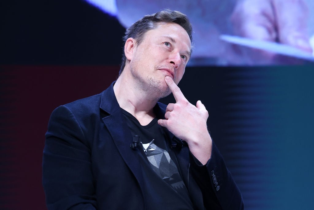 CANNES, FRANCE - JUNE 19: Elon Musk attends 'Exploring the New Frontiers of Innovation: Mark Read in Conversation with Elon Musk' session during the Cannes Lions International Festival Of Creativity 2024 - Day Three on June 19, 2024 in Cannes, France. (Photo by Marc Piasecki/Getty Images)